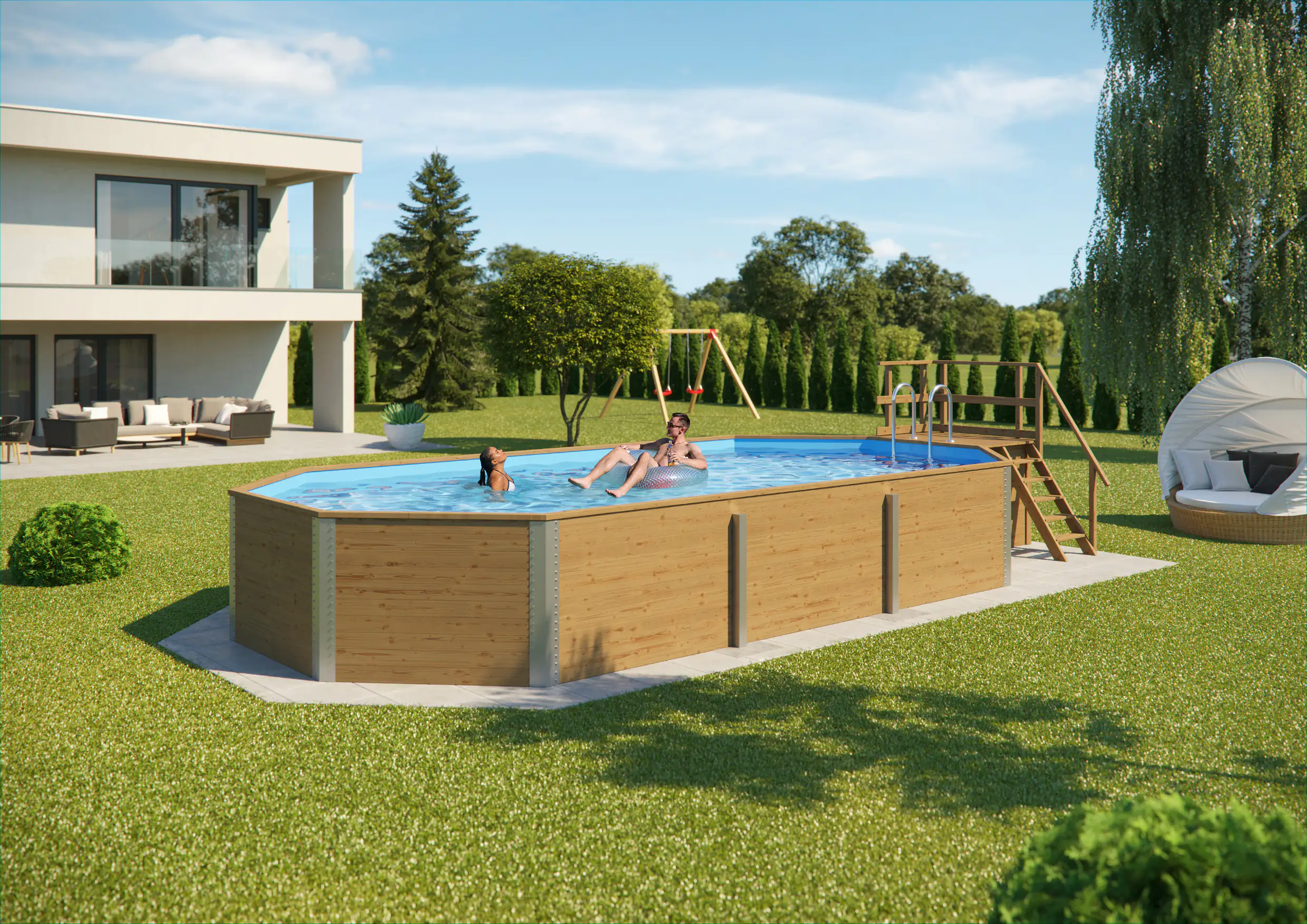 Weka Massivholzpool-Set Barbados 850 x 376 x 116 cm inkl. Sandfilteranlage