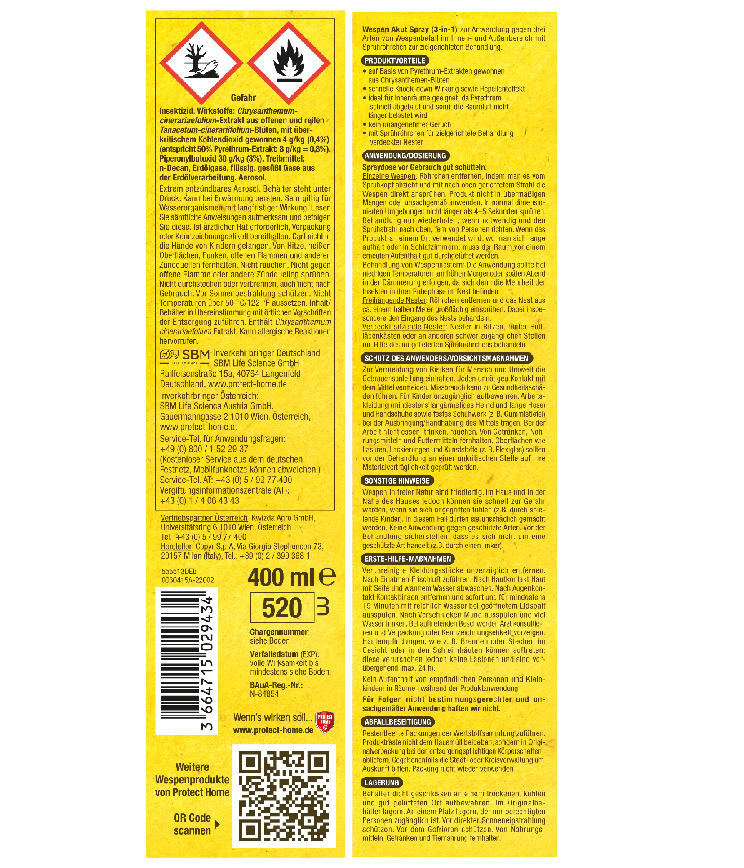 Protect Home Natria Wespen Akut Spray 3-in-1 400 ml