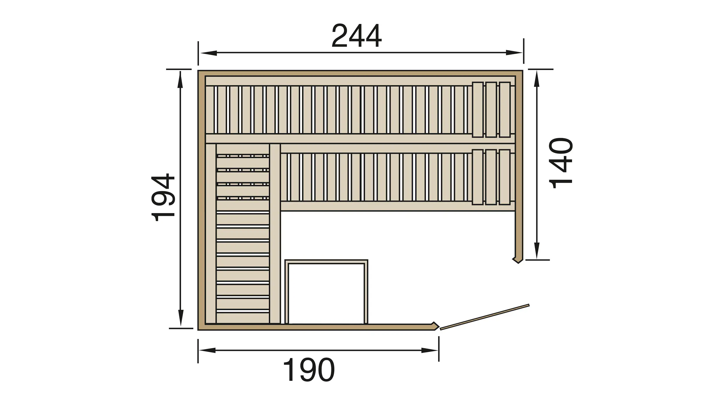 Weka Sauna Varberg 4 mit Glastür 4,65 m²