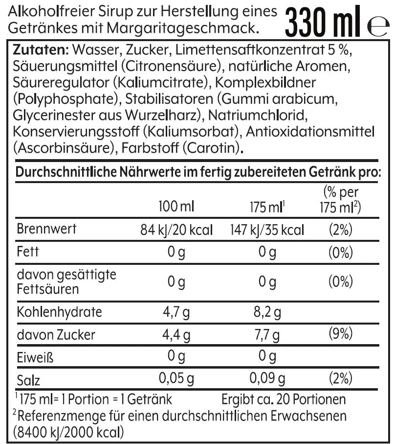 Sodastream Crafted Cocktail Drink Mix Sirup Margarita 330 ml 