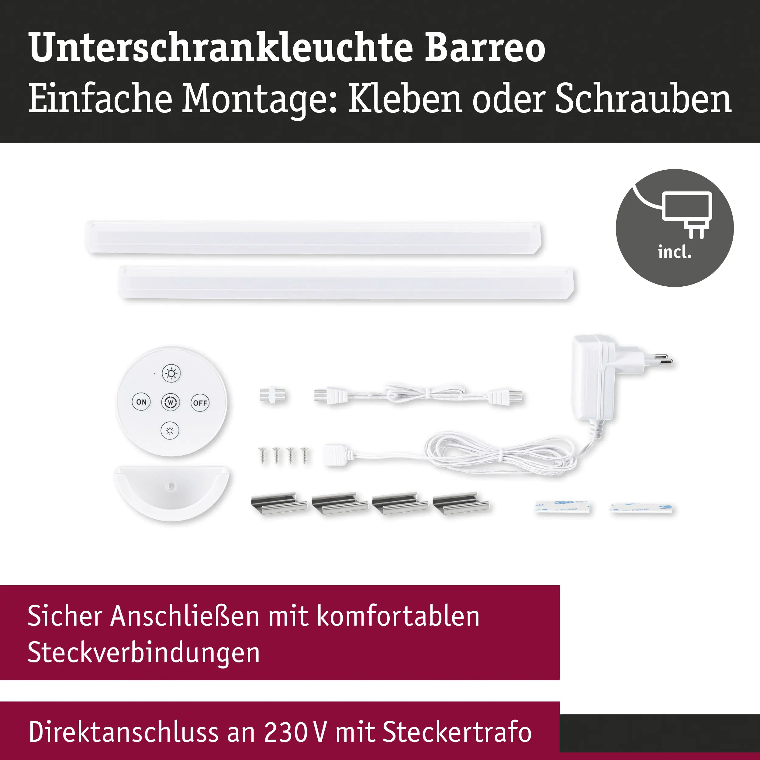 Paulmann LED Lichtleiste Barreo weiß 30 cm TW 2er Set