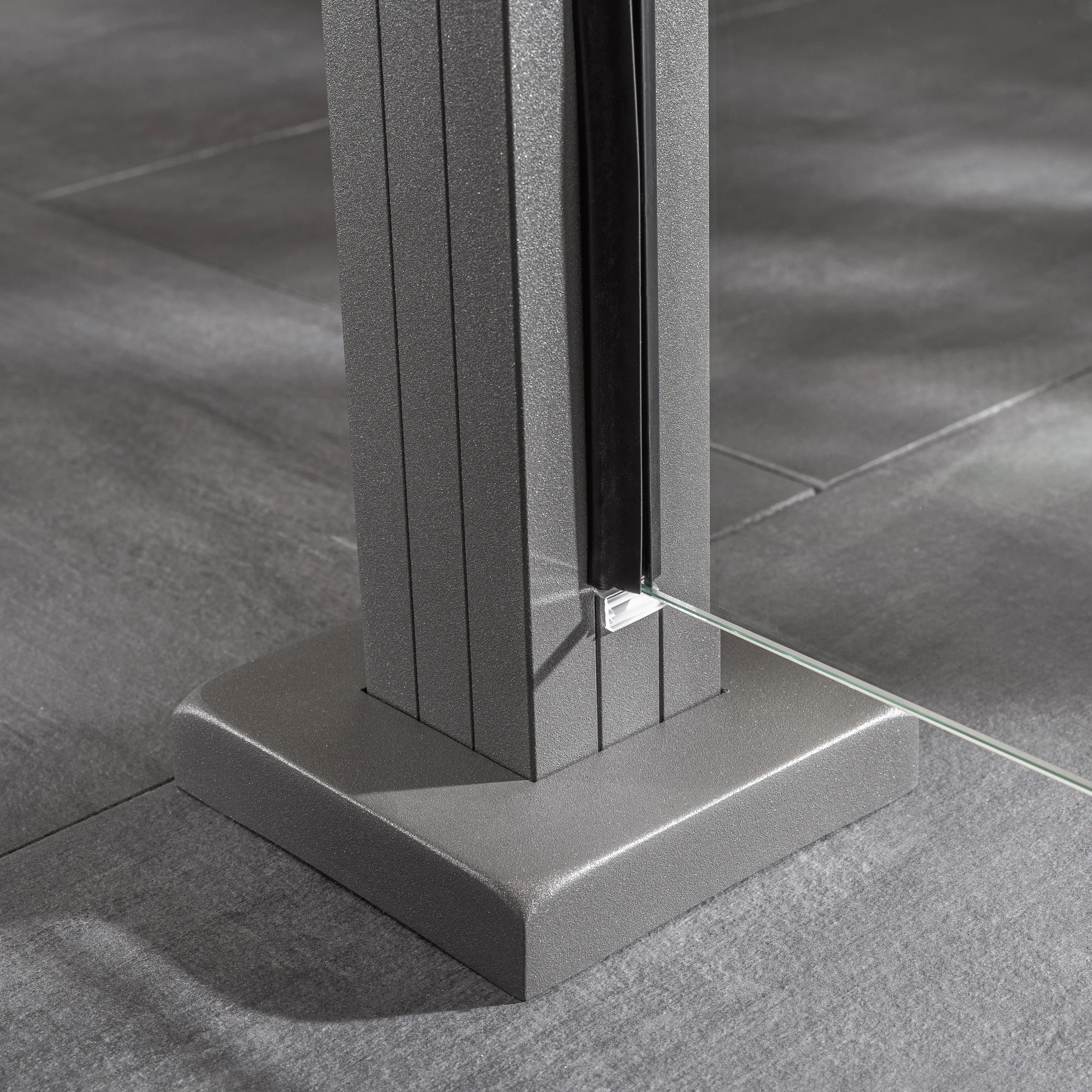 Ambiente Glaszaun Erweiterungsset Klarglas mit Siebdruck 187 x 124,2 cm grau