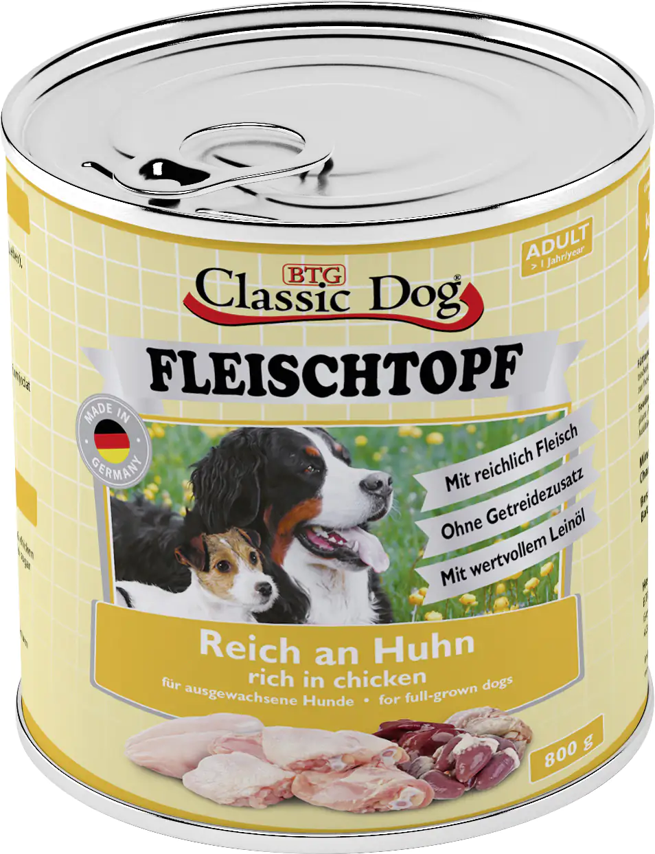 Classic Dog Hundenassfutter Fleischtopf Adult getreidefrei 800 g Huhn