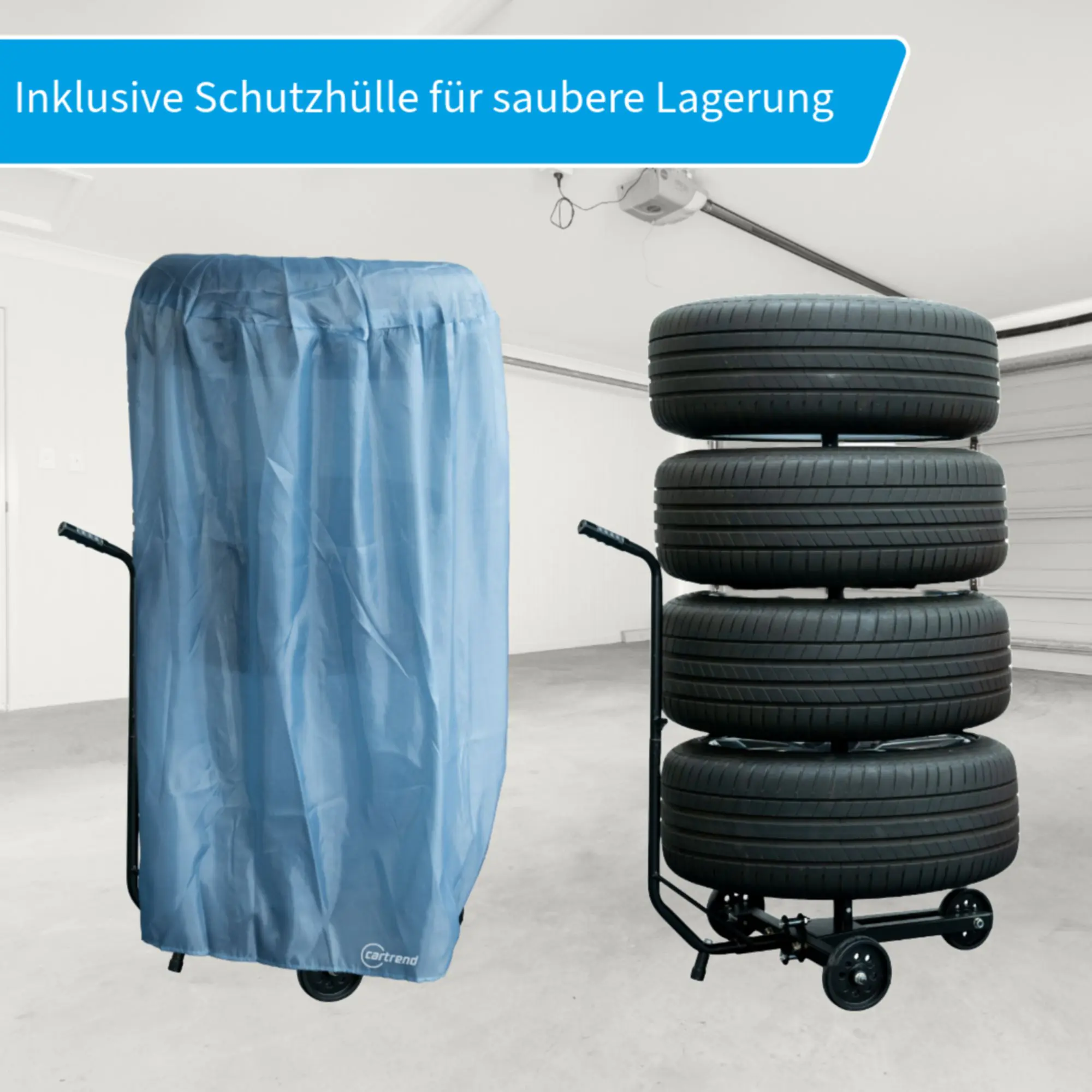 Cartrend Felgenbaum bis Reifenbreite 255 mm inkl. Reifenschutzhülle
