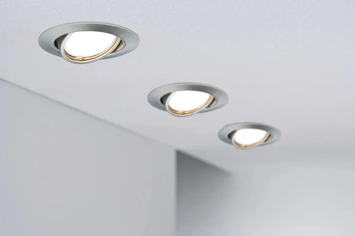 Paulmann LED-Einbauleuchte Base Coin eisen gebürstet dimmbar & schwenkbar 3er Set