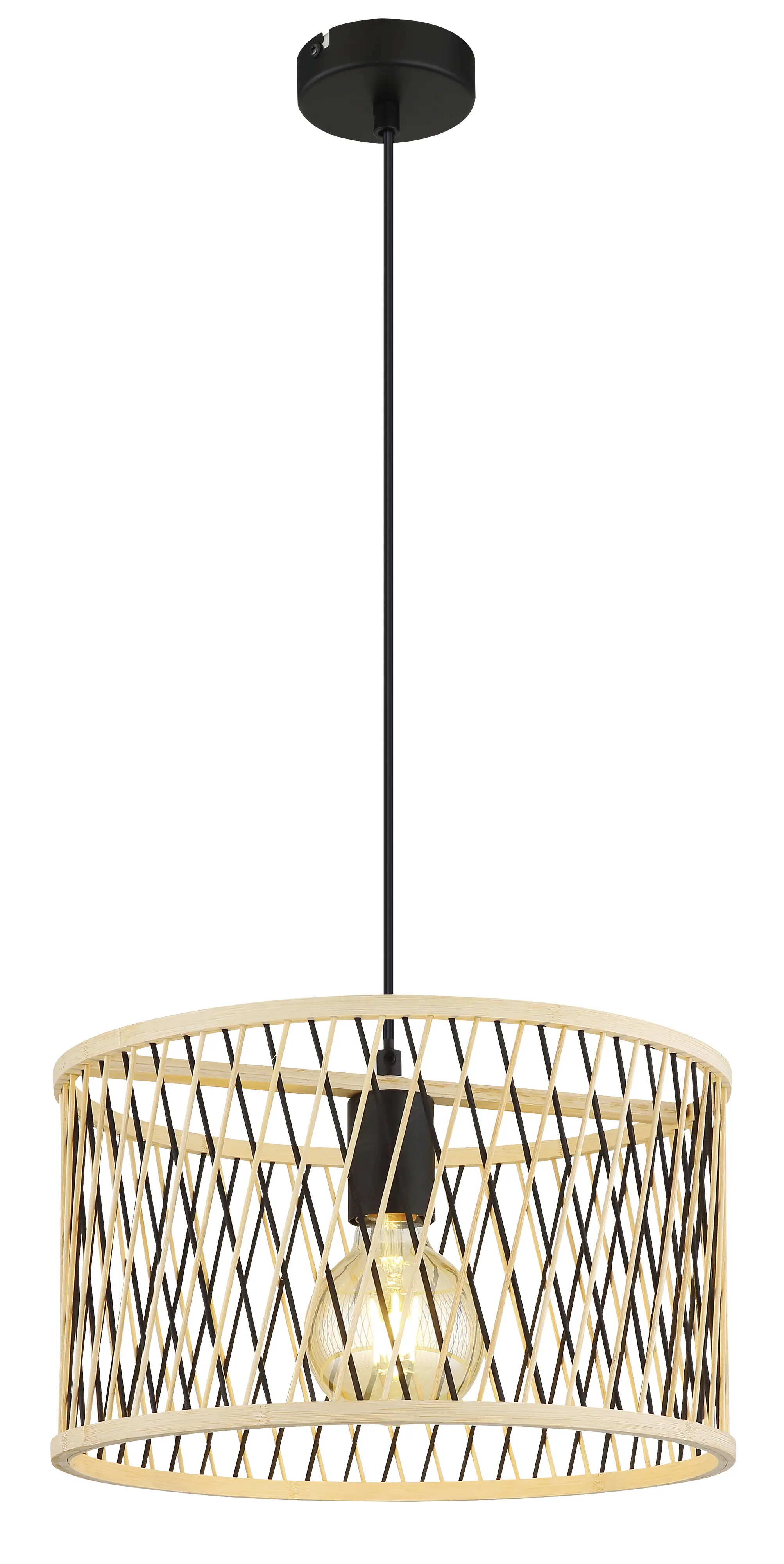 Globo Hängeleuchte Mali Ø 35 x 150 cm Bambus schwarz matt