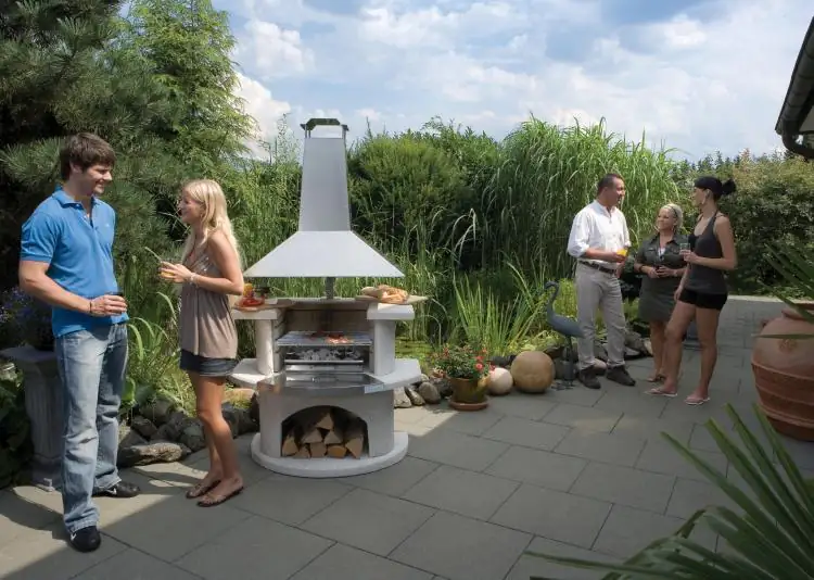 Buschbeck Grillkamin Venedig weiß-Edelstahl 197 x 110 x 65 cm