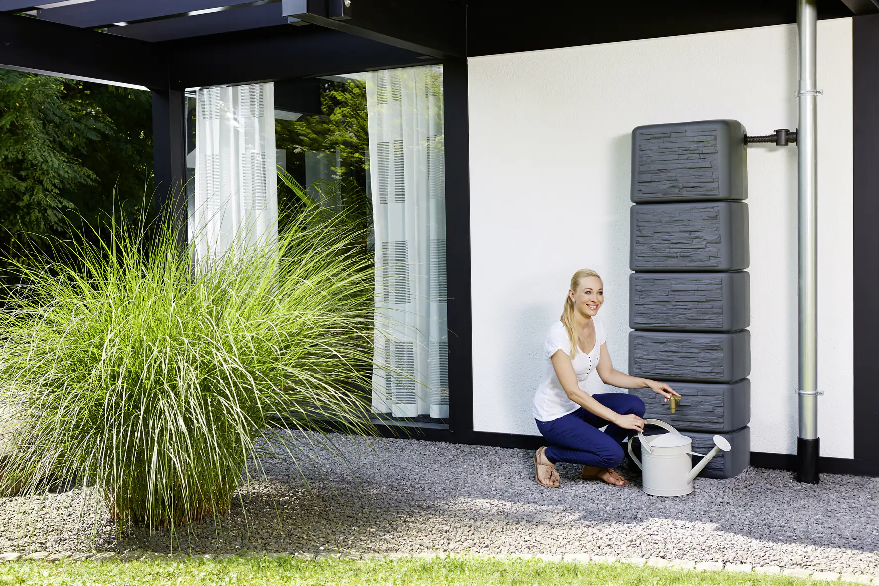 4rain Regenwasser-Wandtank Slim graphitgrau 500 L