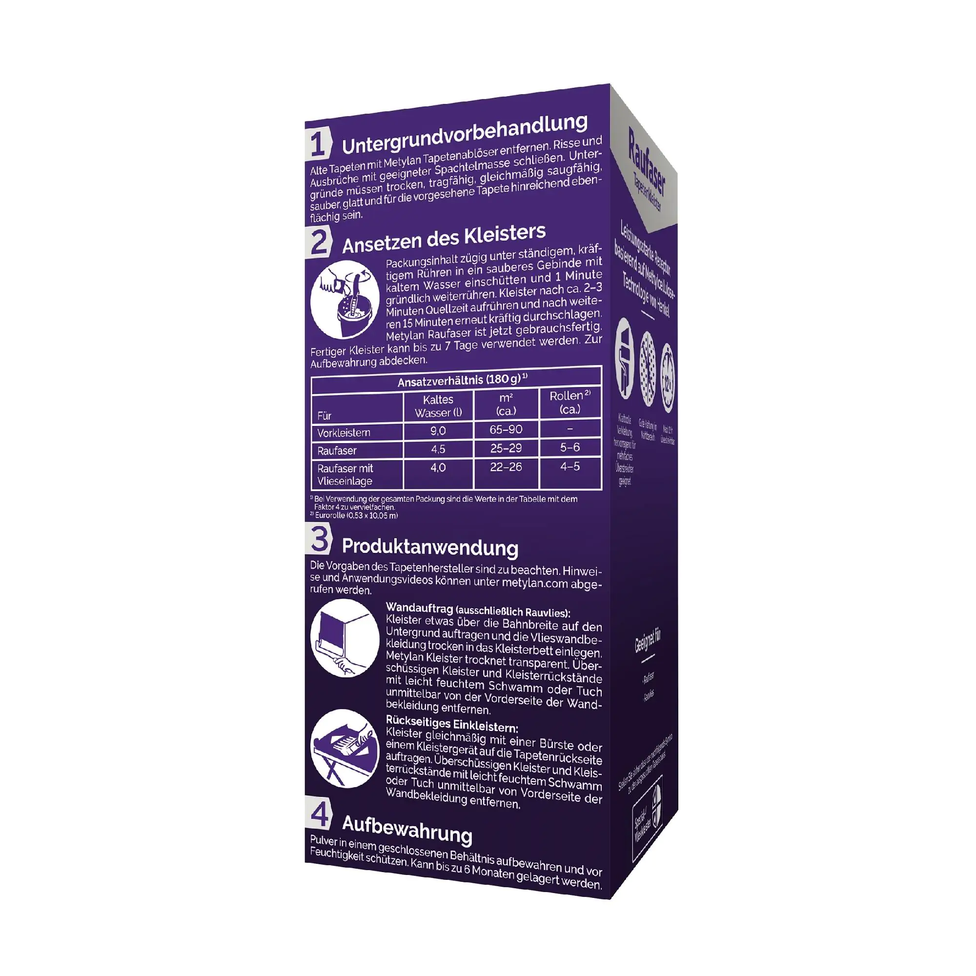 Metylan Raufaser Tapetenkleister 720 g Paket, trocknet transparent
