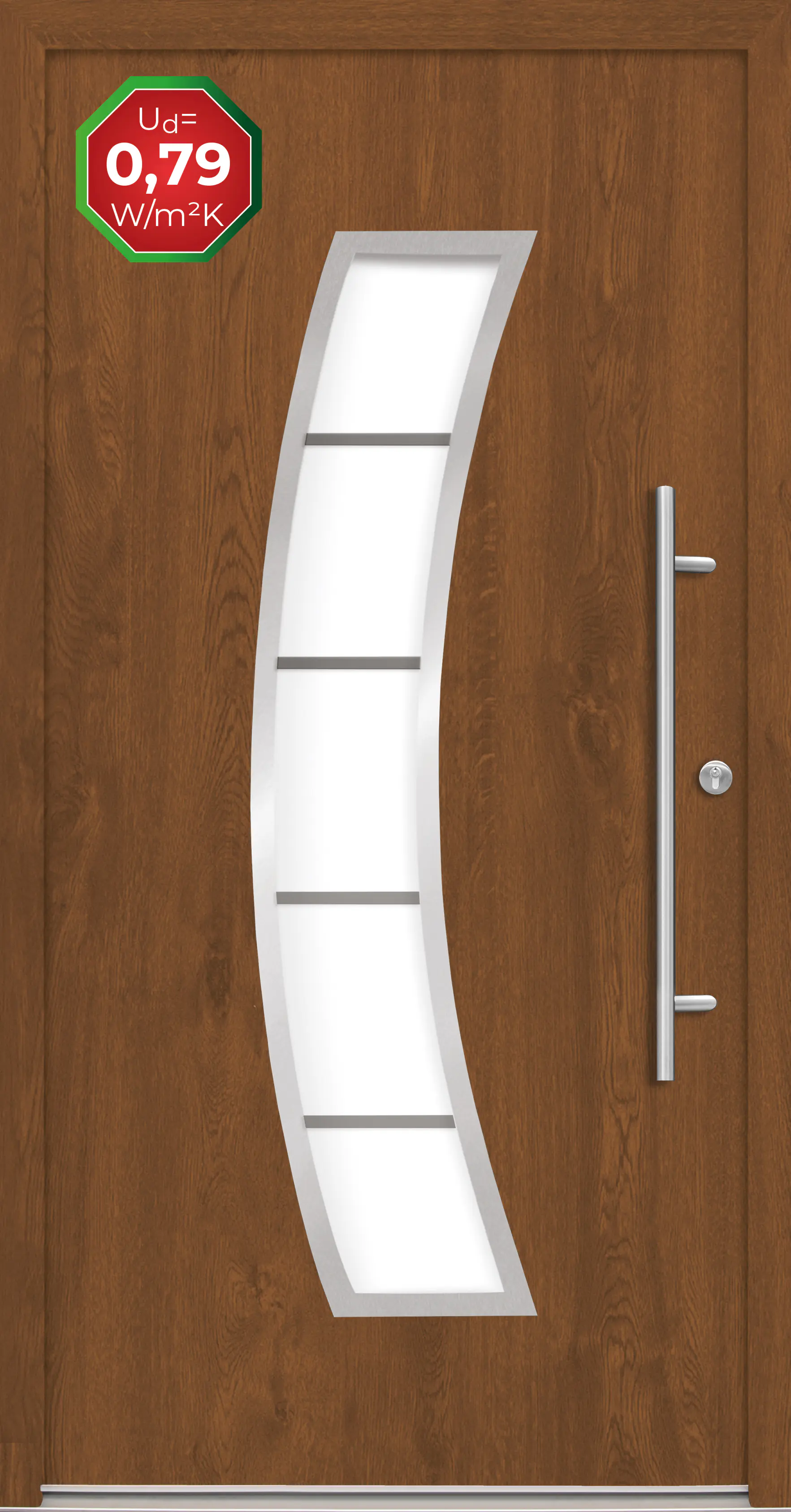 Splendoor Haustür Passivedoor Premium P14 Golden Oak DIN Rechts 100 x 210 cm