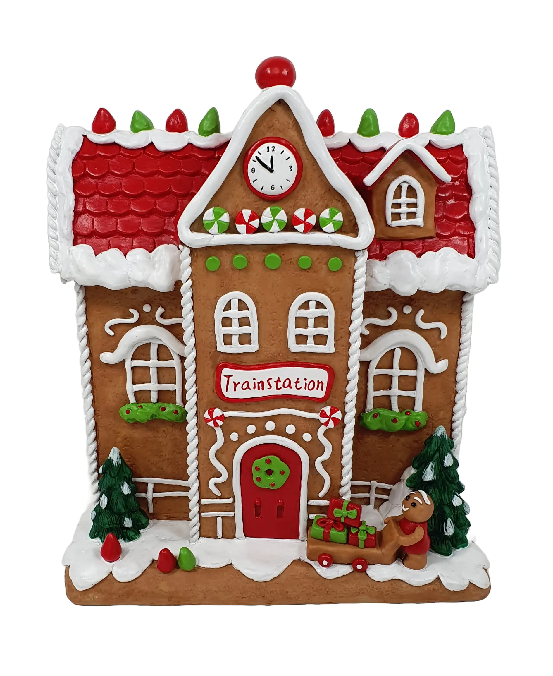 Figur Pfefferkuchen Bahnhof 34 x 26 x 14 cm braun