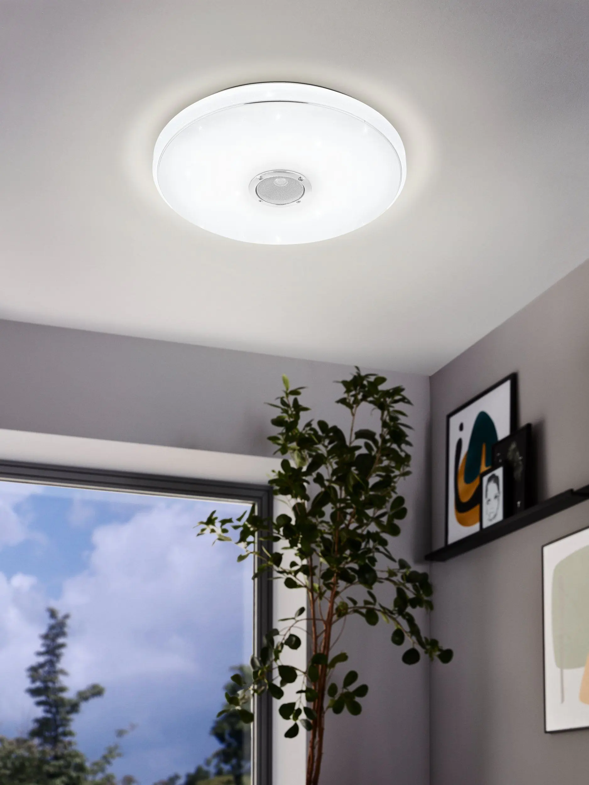 Eglo RGB Led Bad-Deckenleuchte Milazzo weiß Fernbedienung Kristall-Effekt