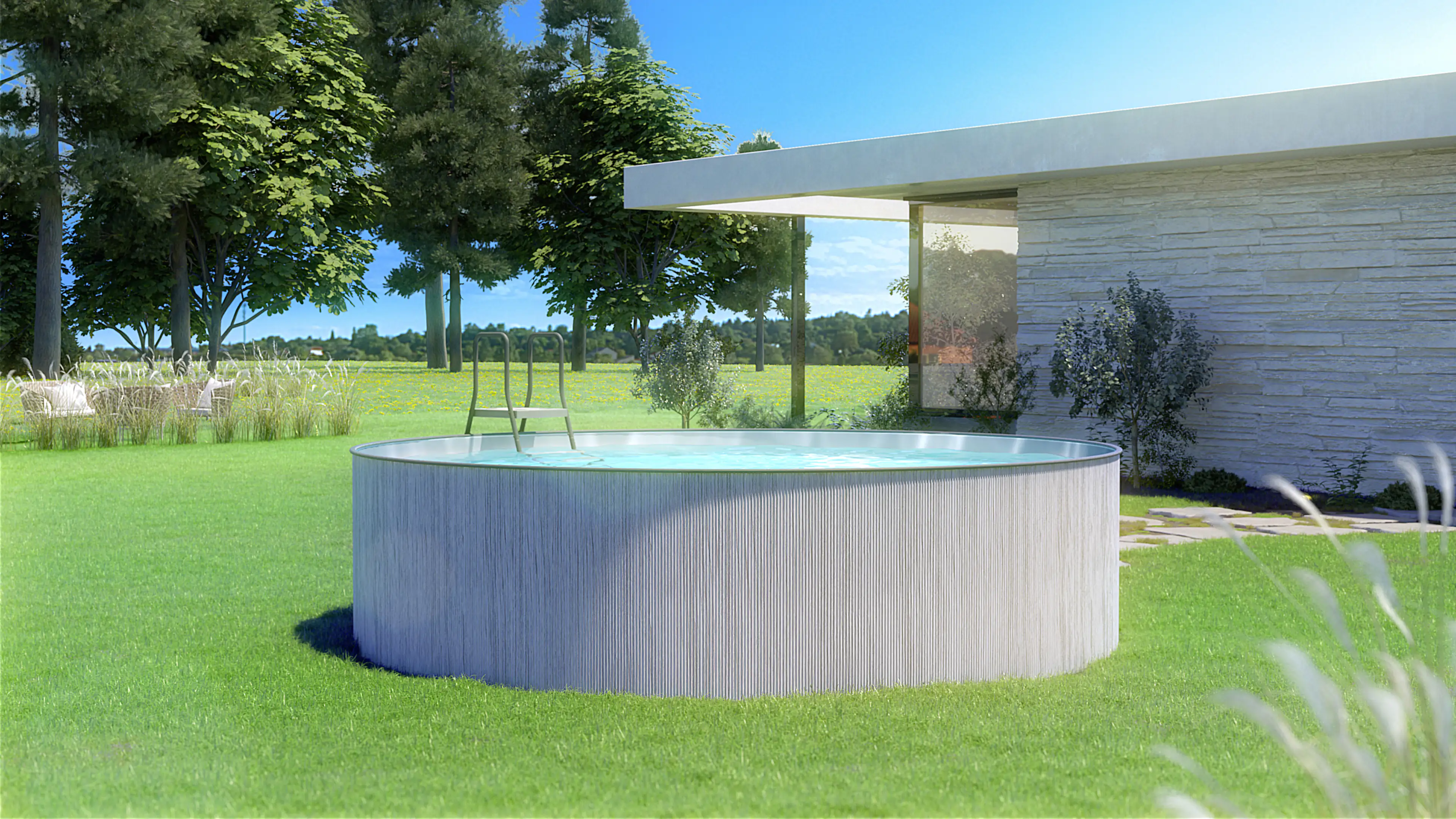 Steinbach Stahlwandpool New Splasher Secure grau Ø 3,50 x 0,90 m