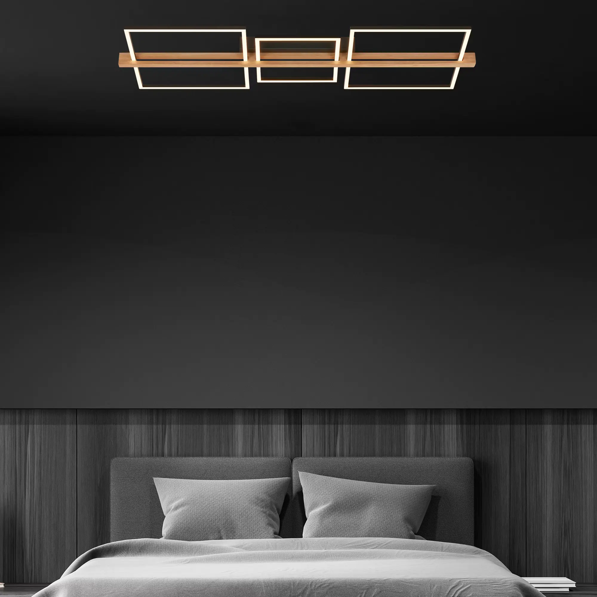 Briloner LED-Deckenleuchte MOLDURA  schwarz Holz 36W