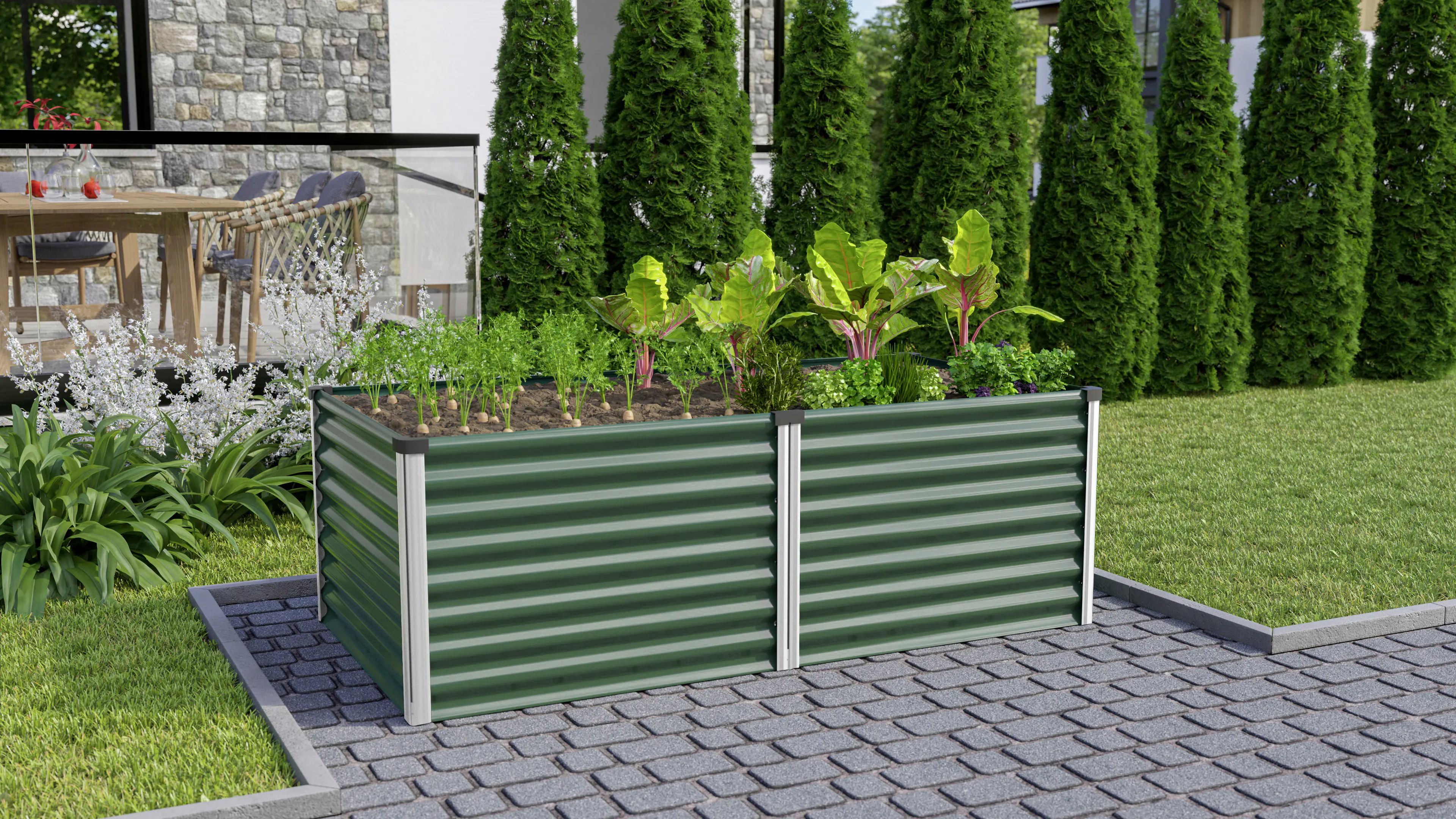 Vitavia Hochbeet Meta 96 x 188 x 63 cm seegras/alu