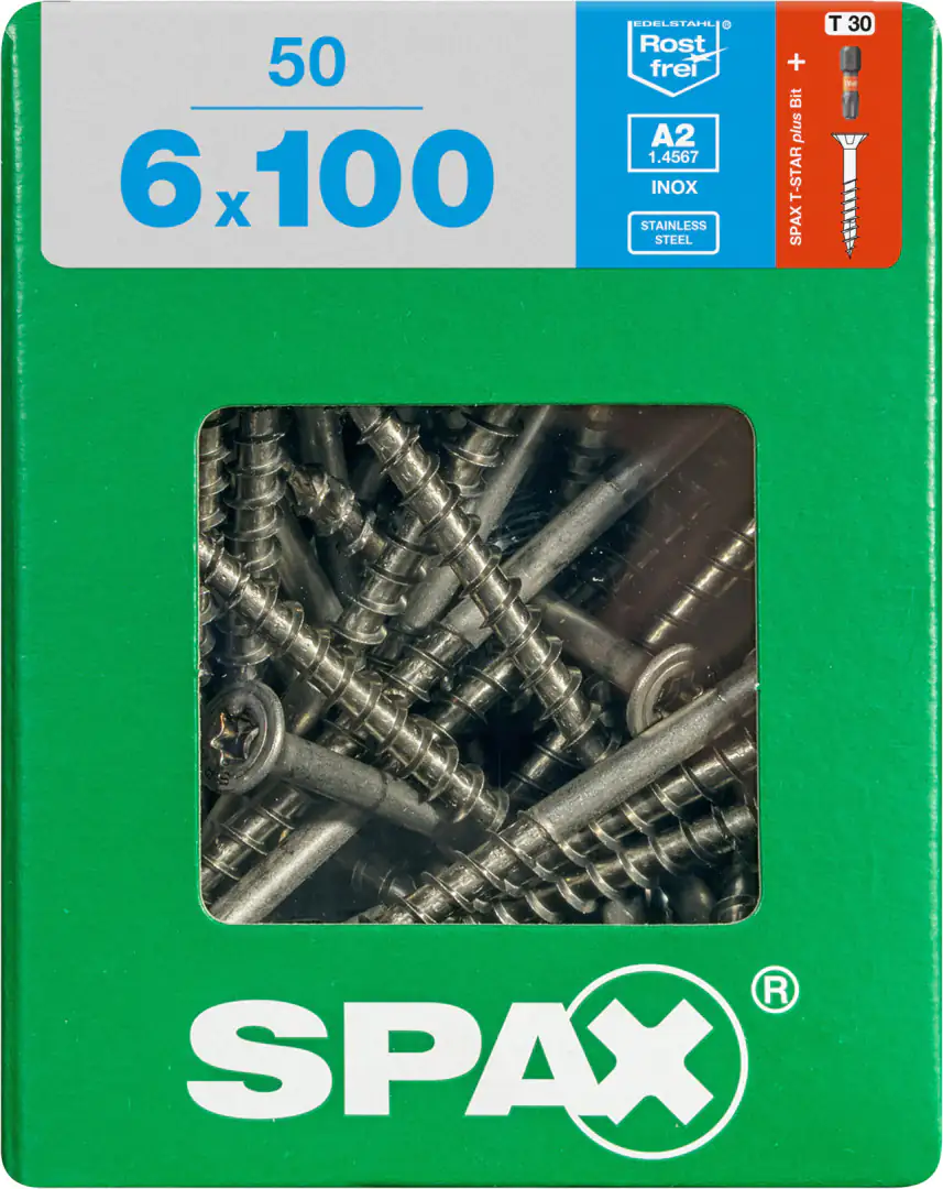 Spax Universalschrauben 6.0 x 100 mm TX 30 - 50 Stück Edelstahl