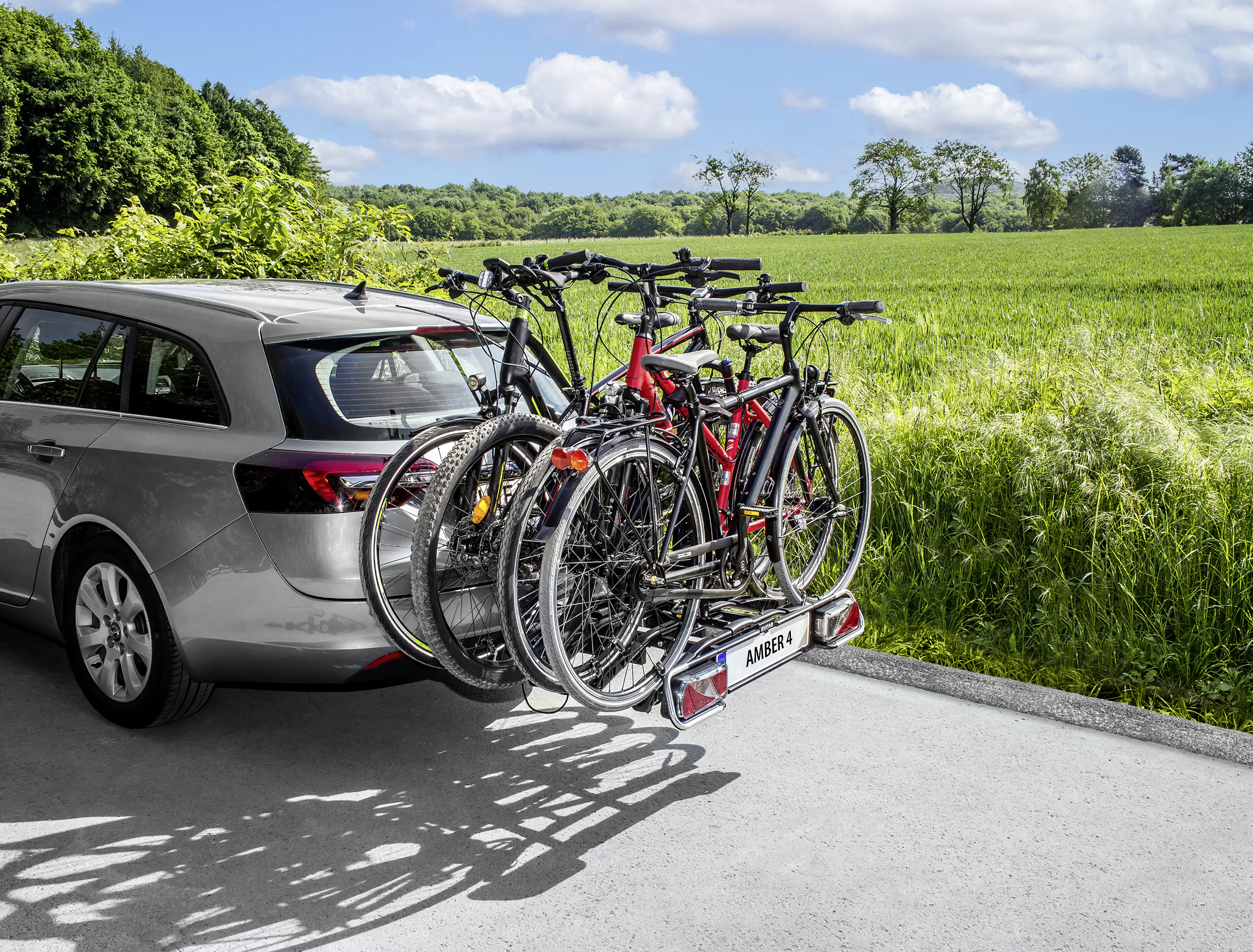 EUFAB Fahrradheckträger Amber IV für 4 Fahrräder abklappbar