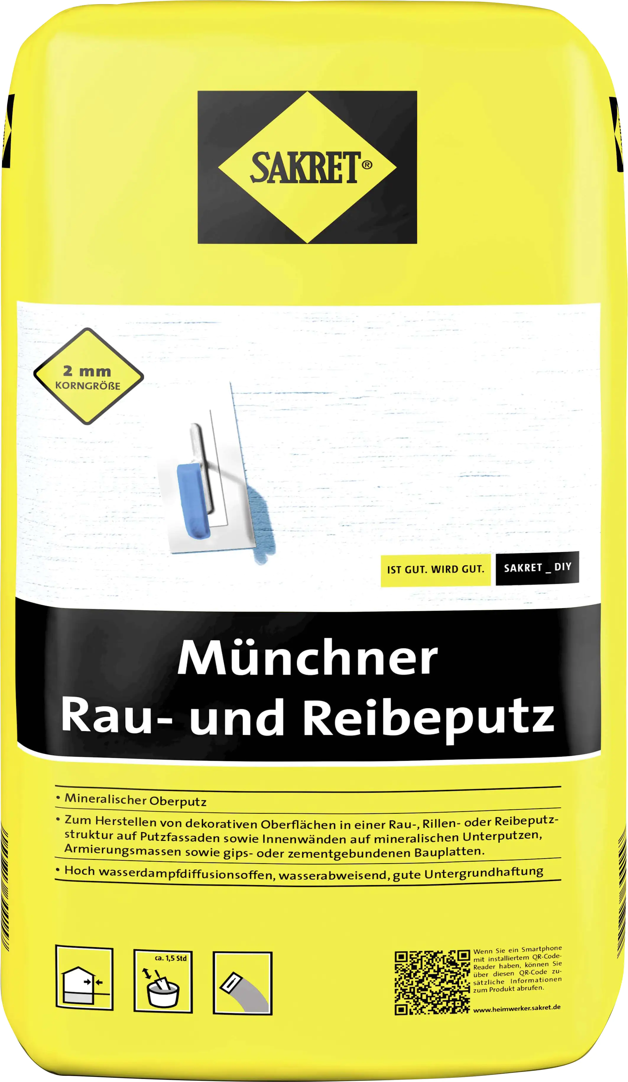 SAKRET Münchner Rau- und Reibeputz 10 kg Sack weiß 2,0 mm