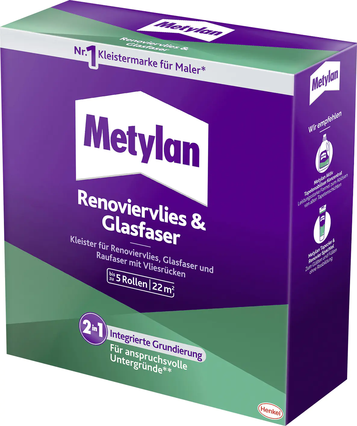 Metylan Renoviervlies & Glasfaser Tapetenkleister 500 g Paket, trocknet transparent