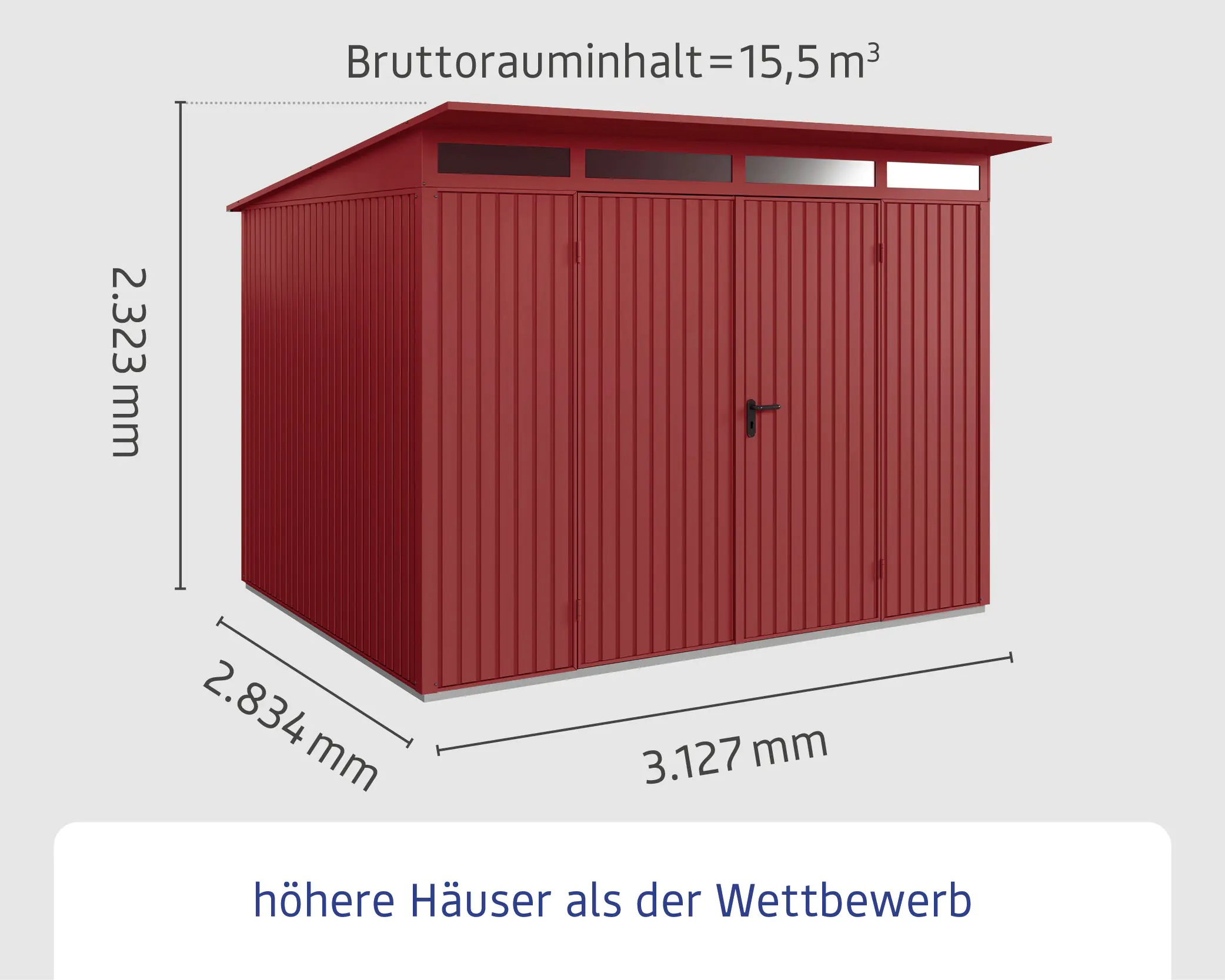 EcoStar Gerätehaus Trend-P Typ 3 purpurrot 312,7 x 283,4 x 232,3 cm
