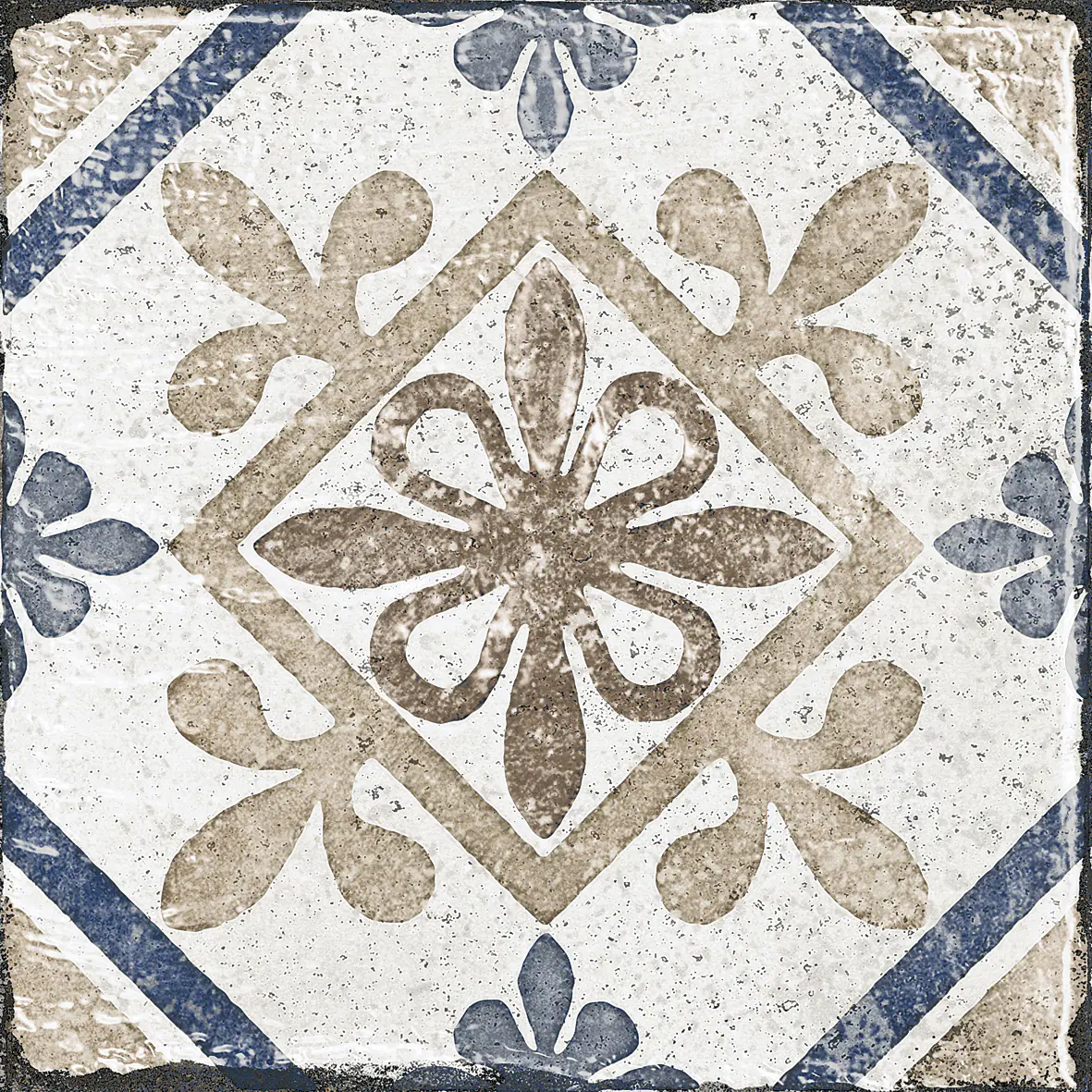 Bodenfliese Feinsteinzeug Marrakesh 20 x 20 cm blau-beige