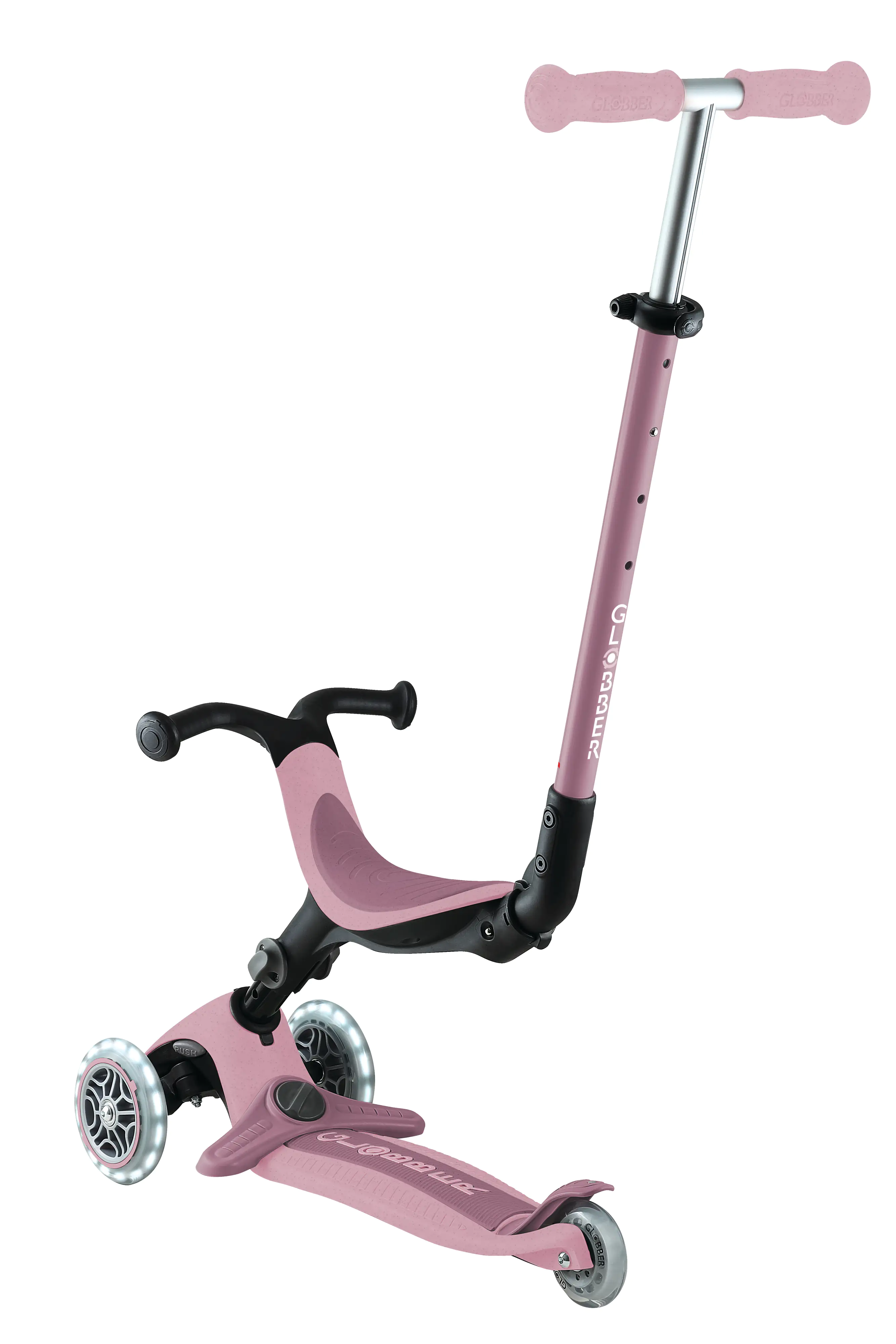Globber 3-in-1 Fahrzeug Go-Up Active Lights Eco beere mit Leuchtrollen