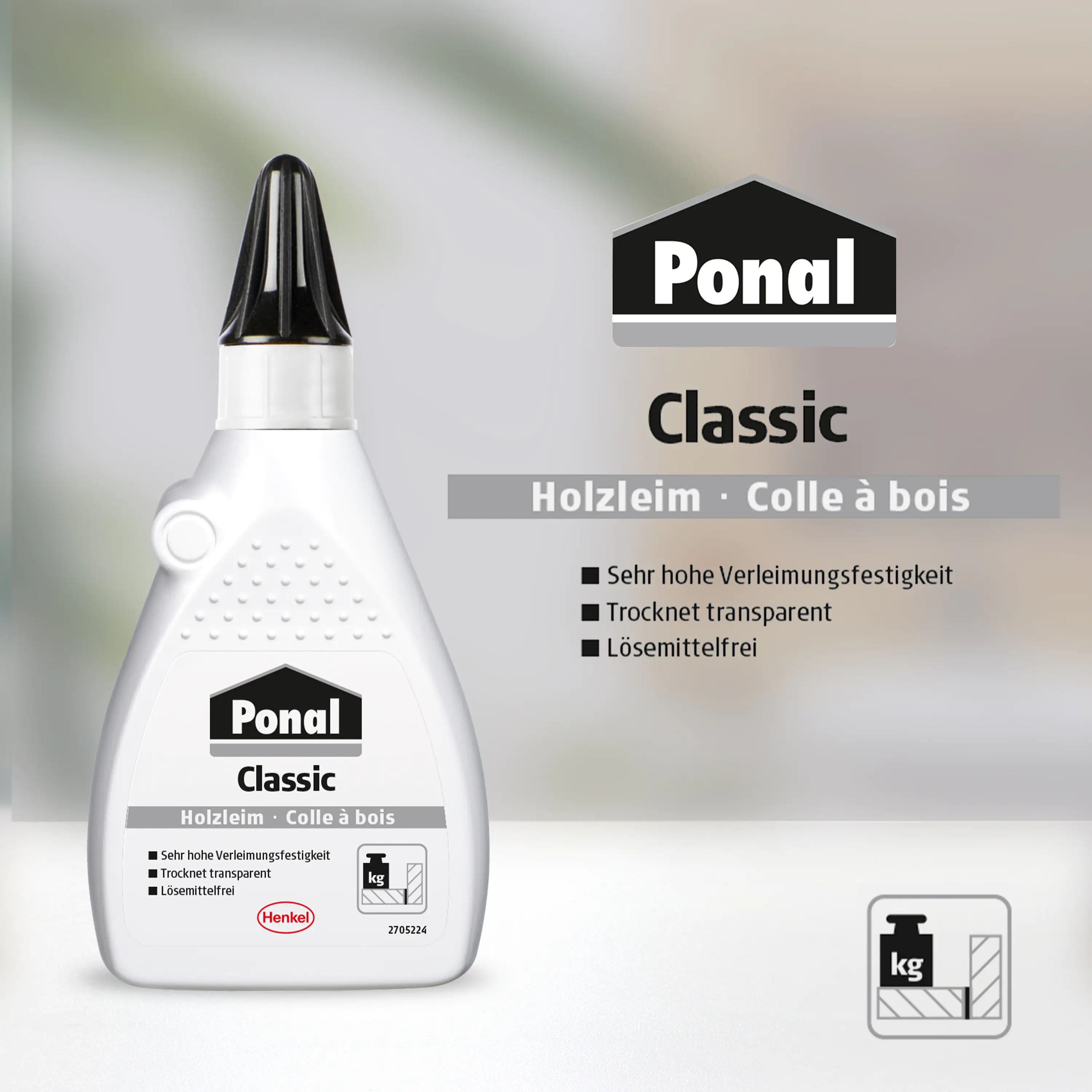Ponal Holzleim Classic 550 g Flasche, trocknet transparent