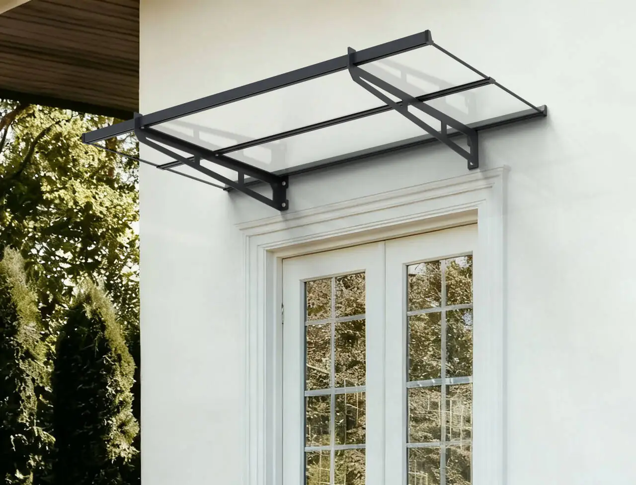 TrendLine Vordach Lille 140 x 90 cm anthrazitgrau mit Polycarbonat-Abdeckung 
