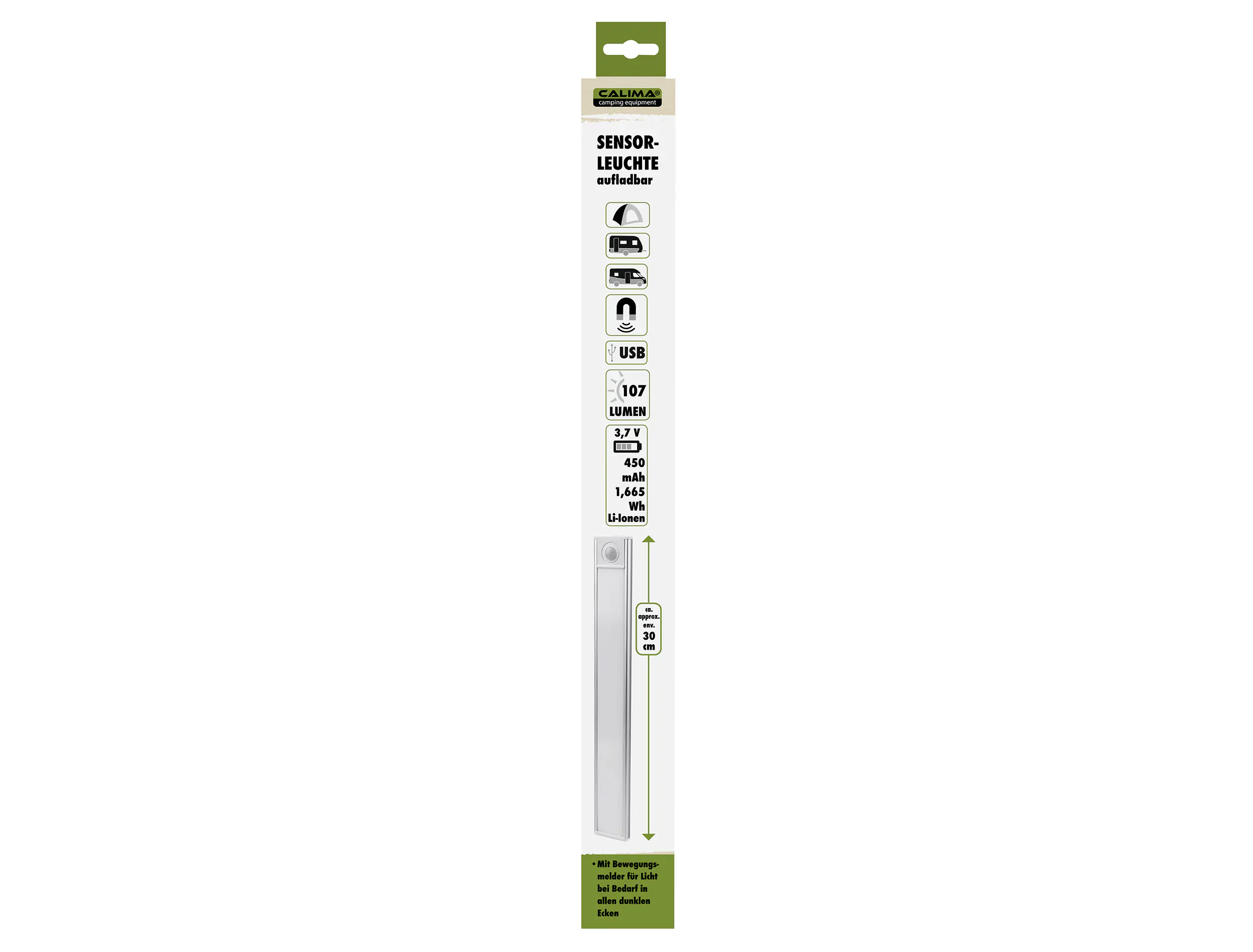 EAL LED Sensorleuchte Caravan aufladbar 30 cm