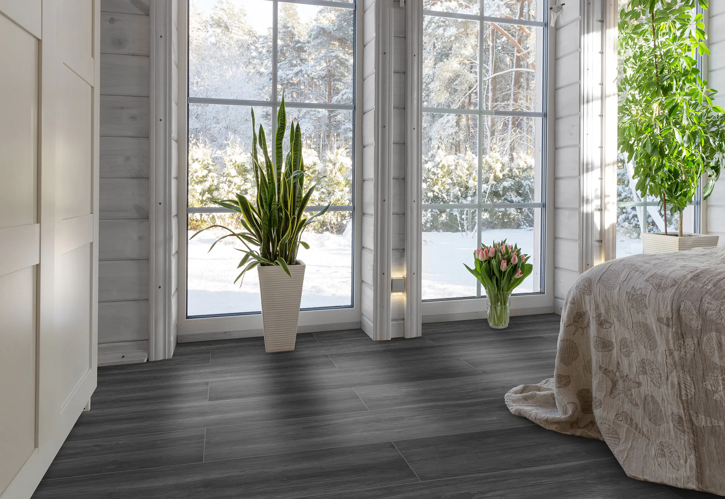 Bodenfliese Feinsteinzeug Oak Grande 20 x 120 cm grau