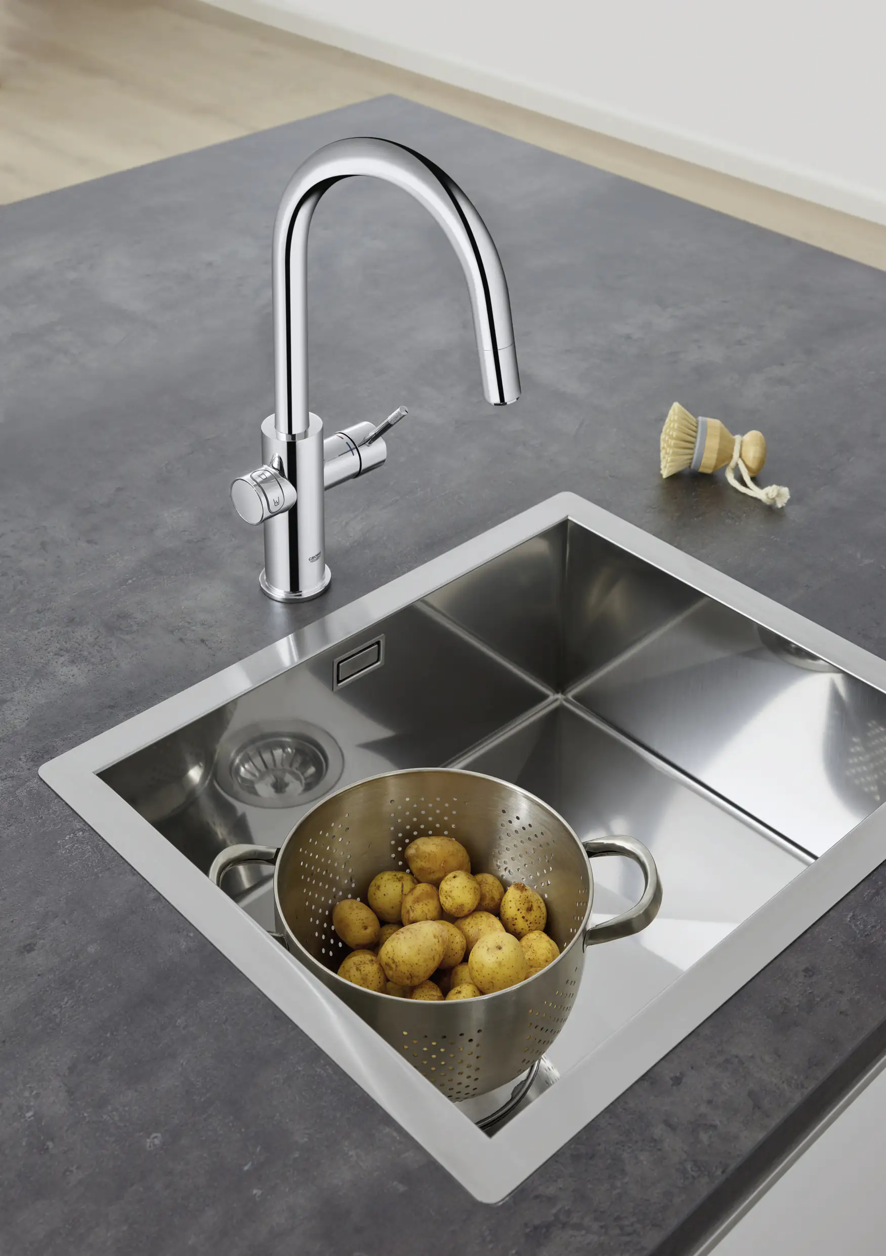 Grohe Blue Home C-Auslauf Starter Kit mit herausziehbarem Mousseurauslauf chrom
