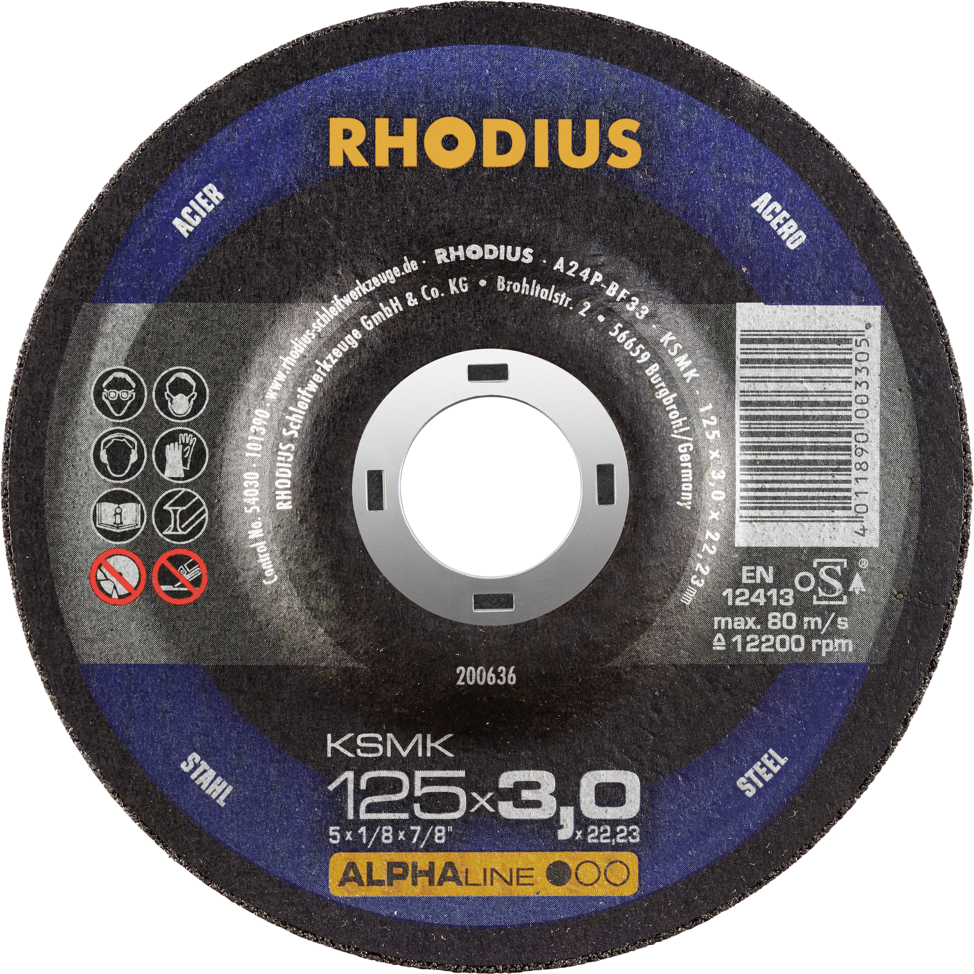 Rhodius Freihandtrennscheibe KSMK Stahl Ø 125 mm Bohrung 22,23 mm