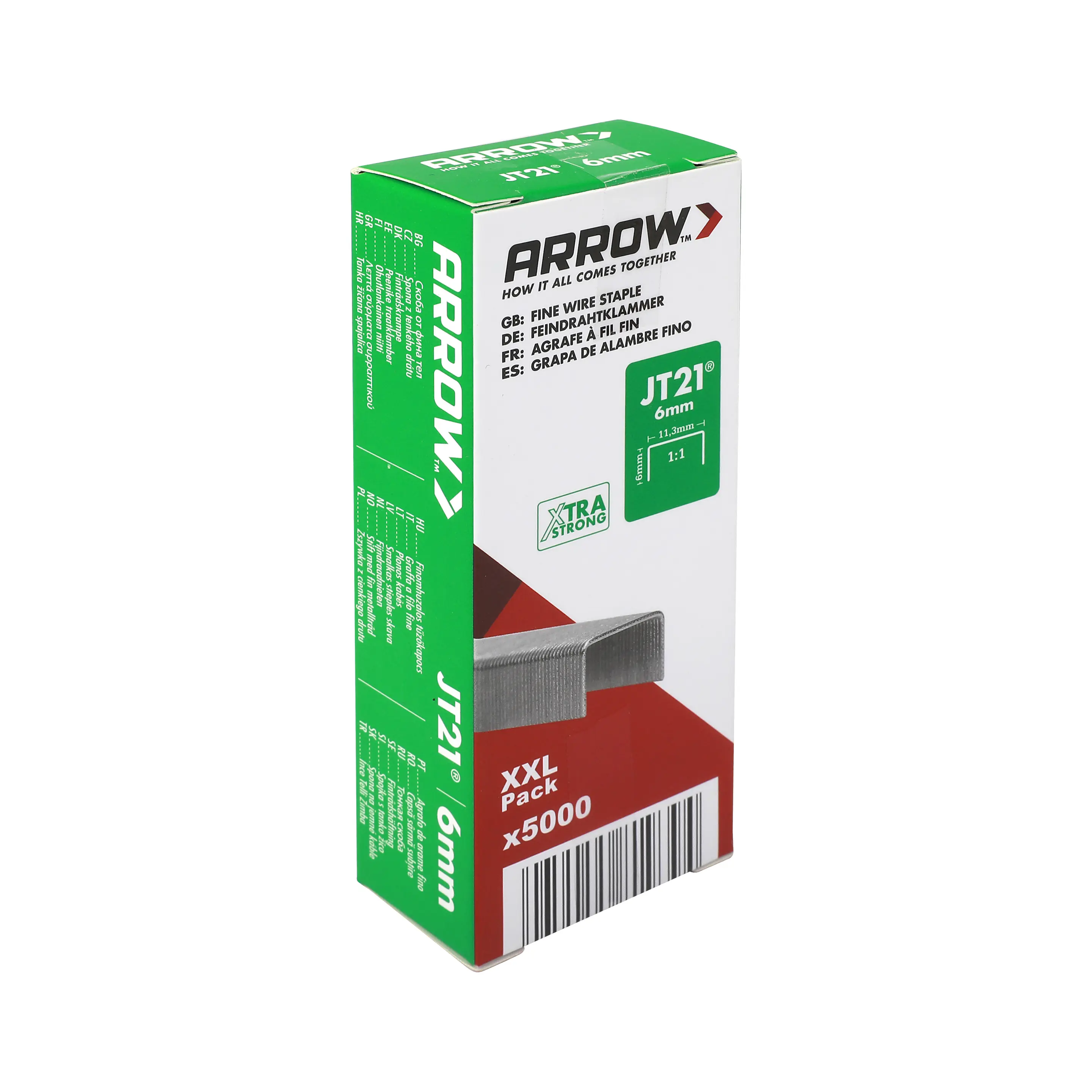 Arrow Tackerklammer Feindraht JT21 6 mm Stoff & Gewebe 5000 Stück