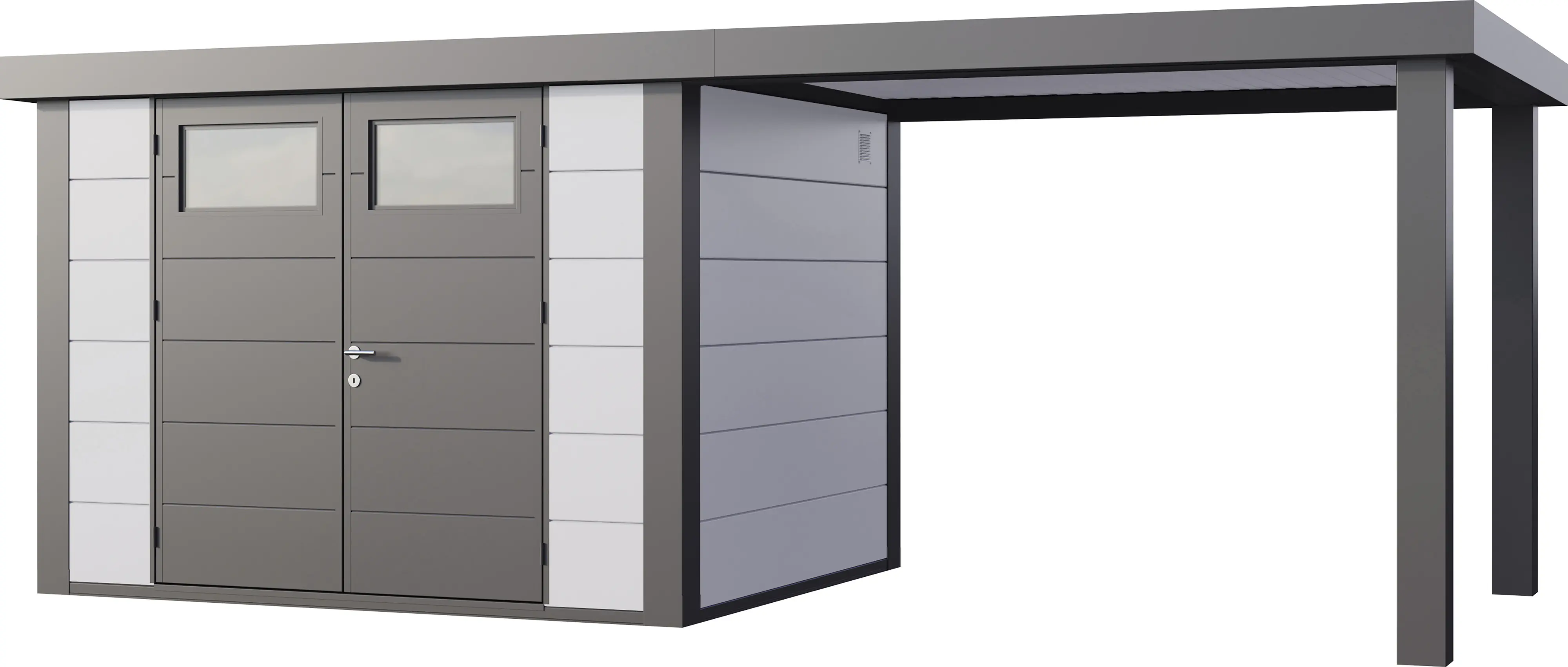 Telluria Gerätehaus Classico Open Lounge L 3024 rechts weiß 582 x 238 cm