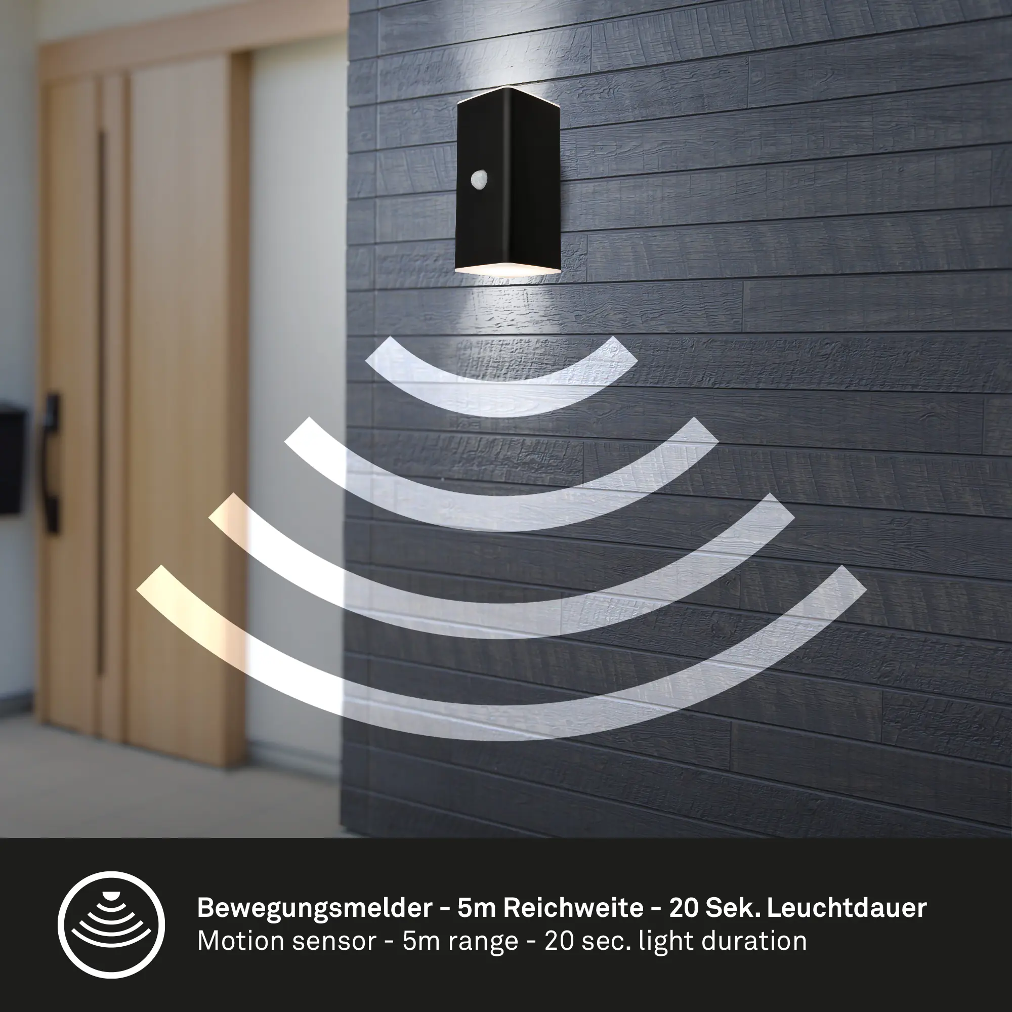 Briloner LED Akku-Außenwandleuchte Kona Akku 6W schwarz Bewegungssensor