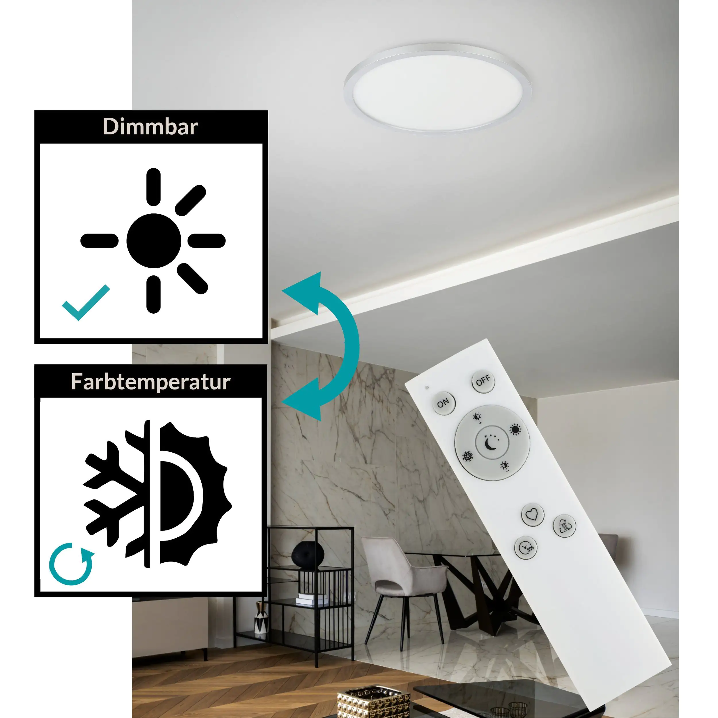 Eglo LED Deckenleuchte Campaspero grau Ø 29,5 cm