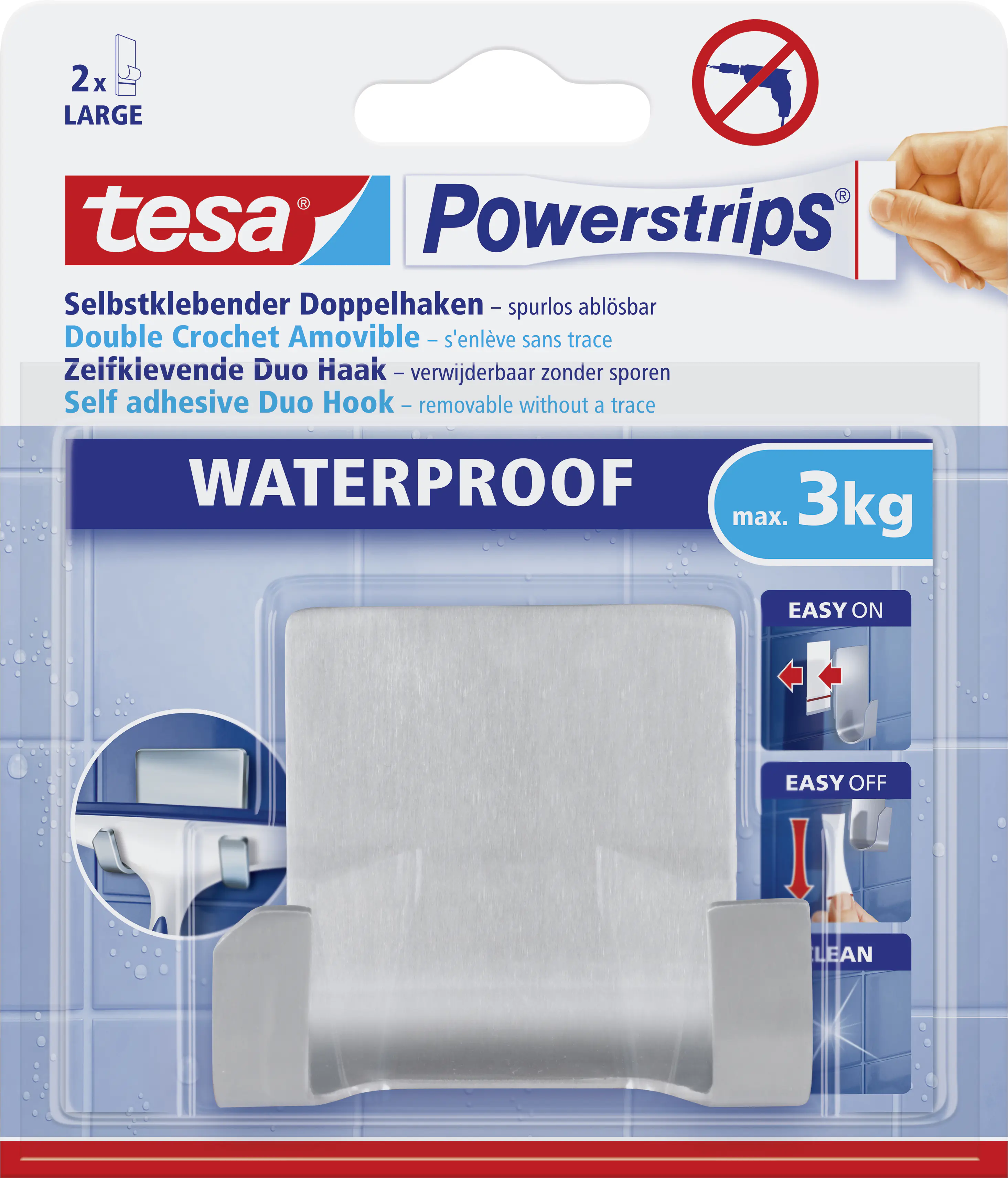 tesa Duohaken Powerstrip Metall, waterproof