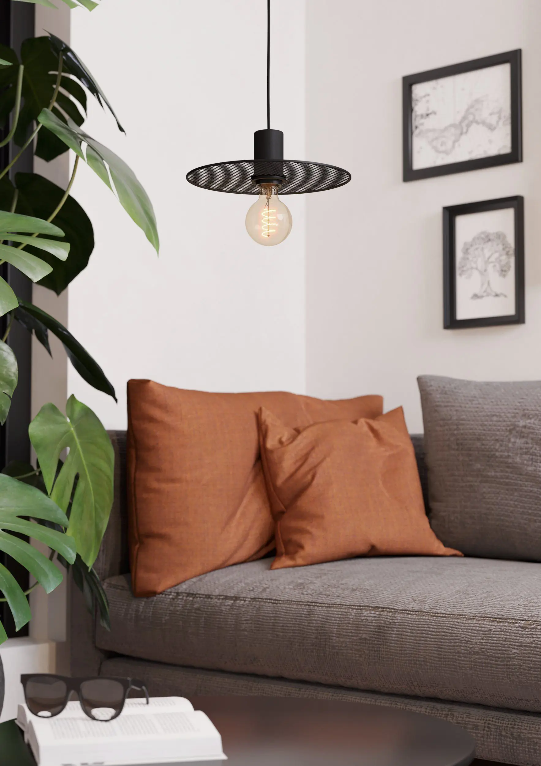 Eglo Hängeleuchte Ikeston schwarz-gitter Ø 28 cm