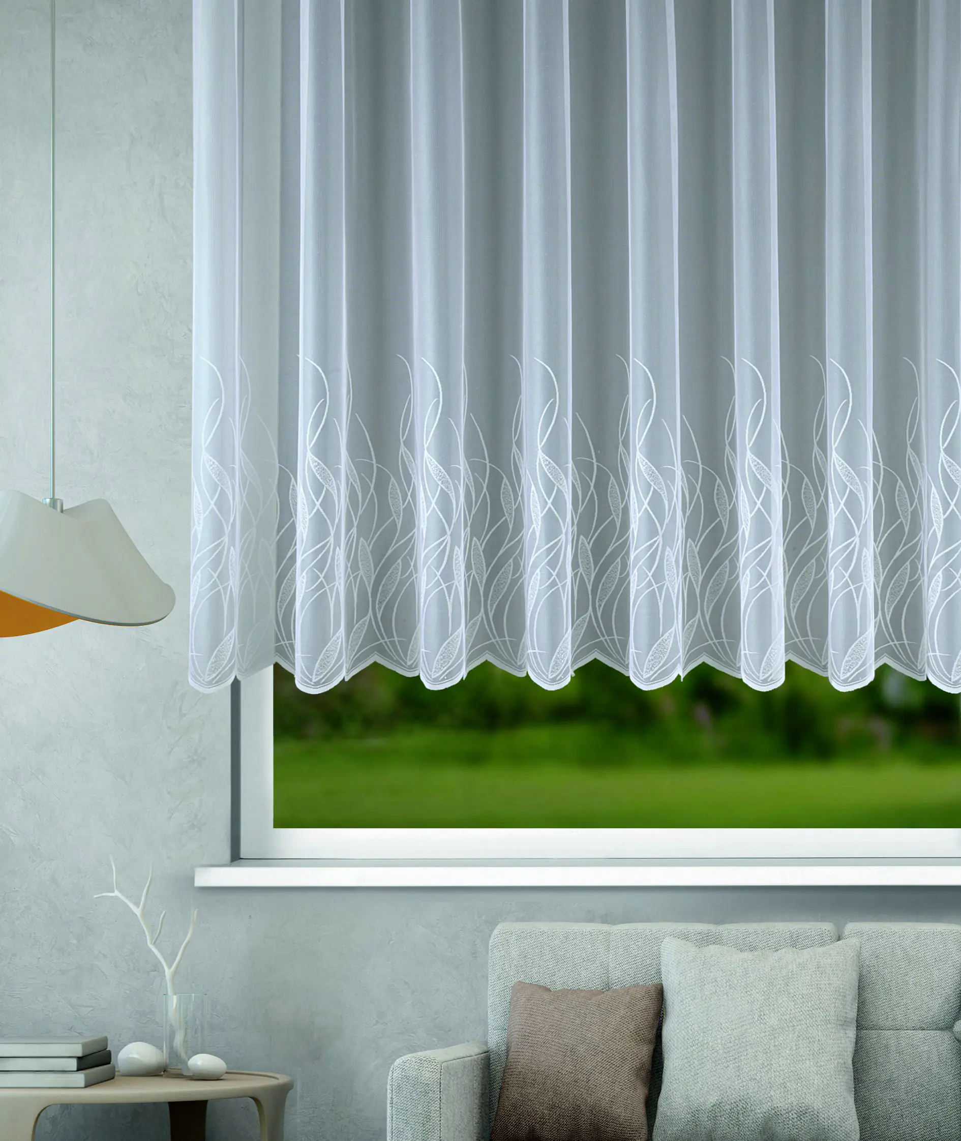 Sehlbach Gardine Jacquard Ornamente weiß 300 x 145 cm
