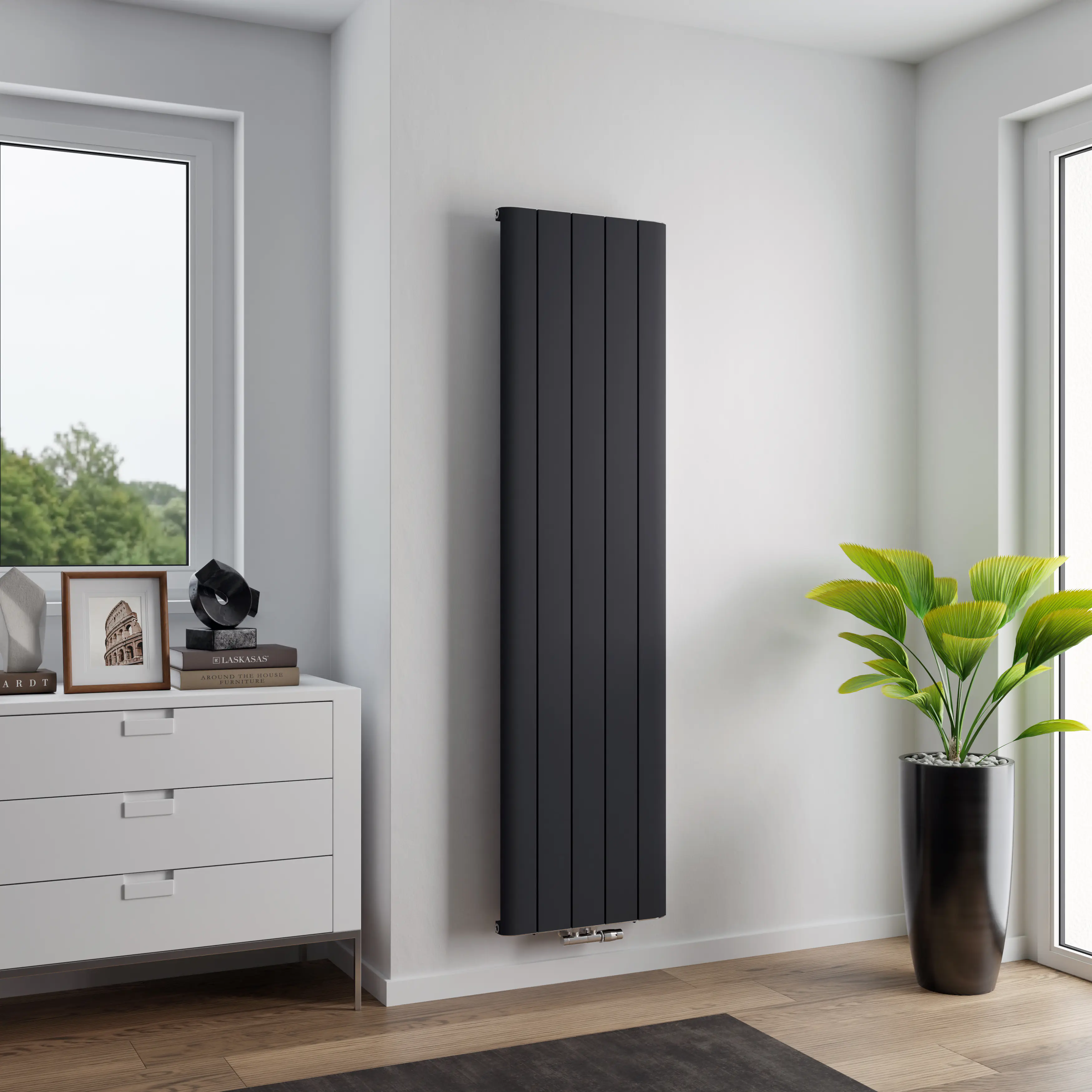 Ximax Design-Heizkörper Trigo 180 x 47 cm 960 Watt anthrazit Struktur