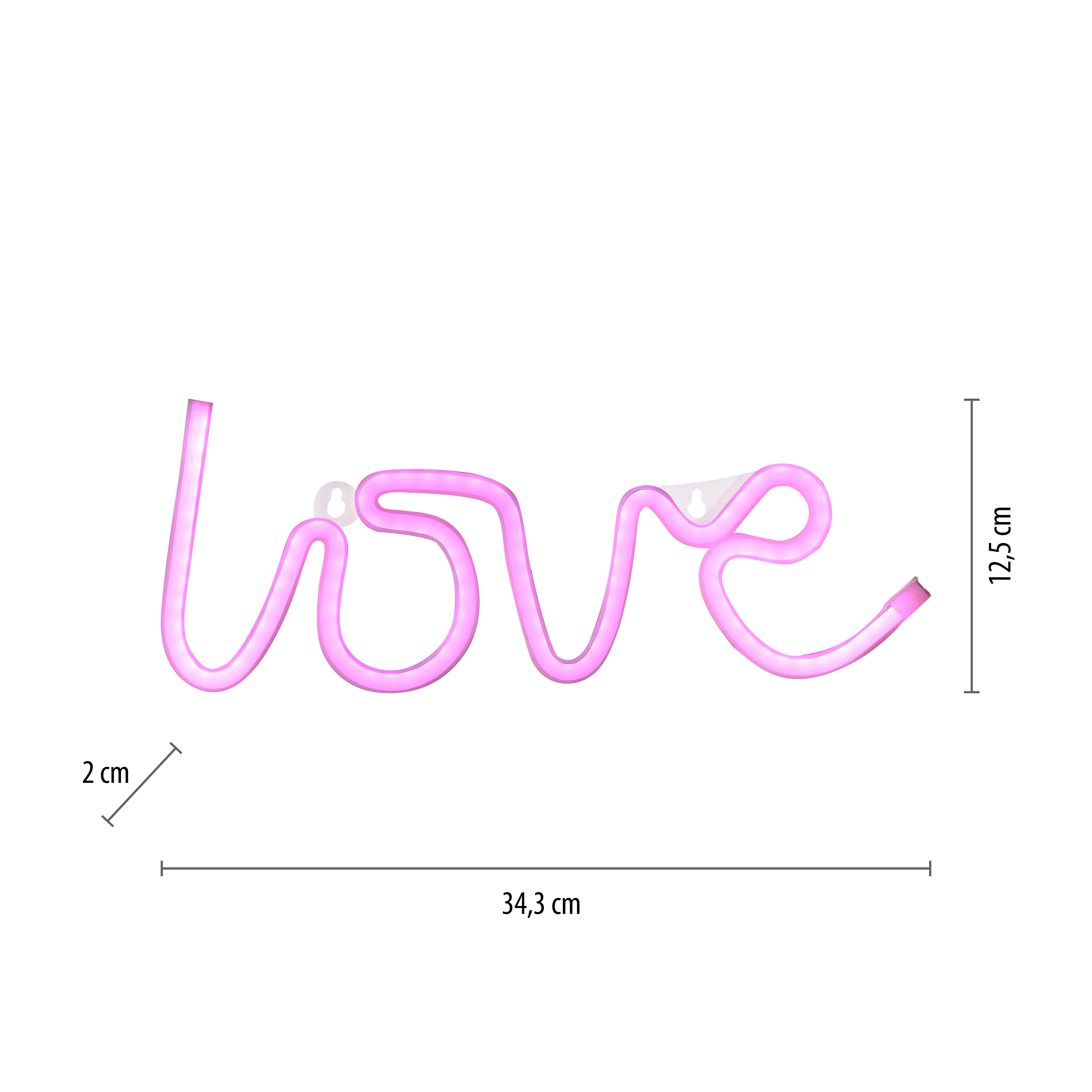 Just light LED Dekoleuchte Love 12,5 x 2 x 34,5 cm