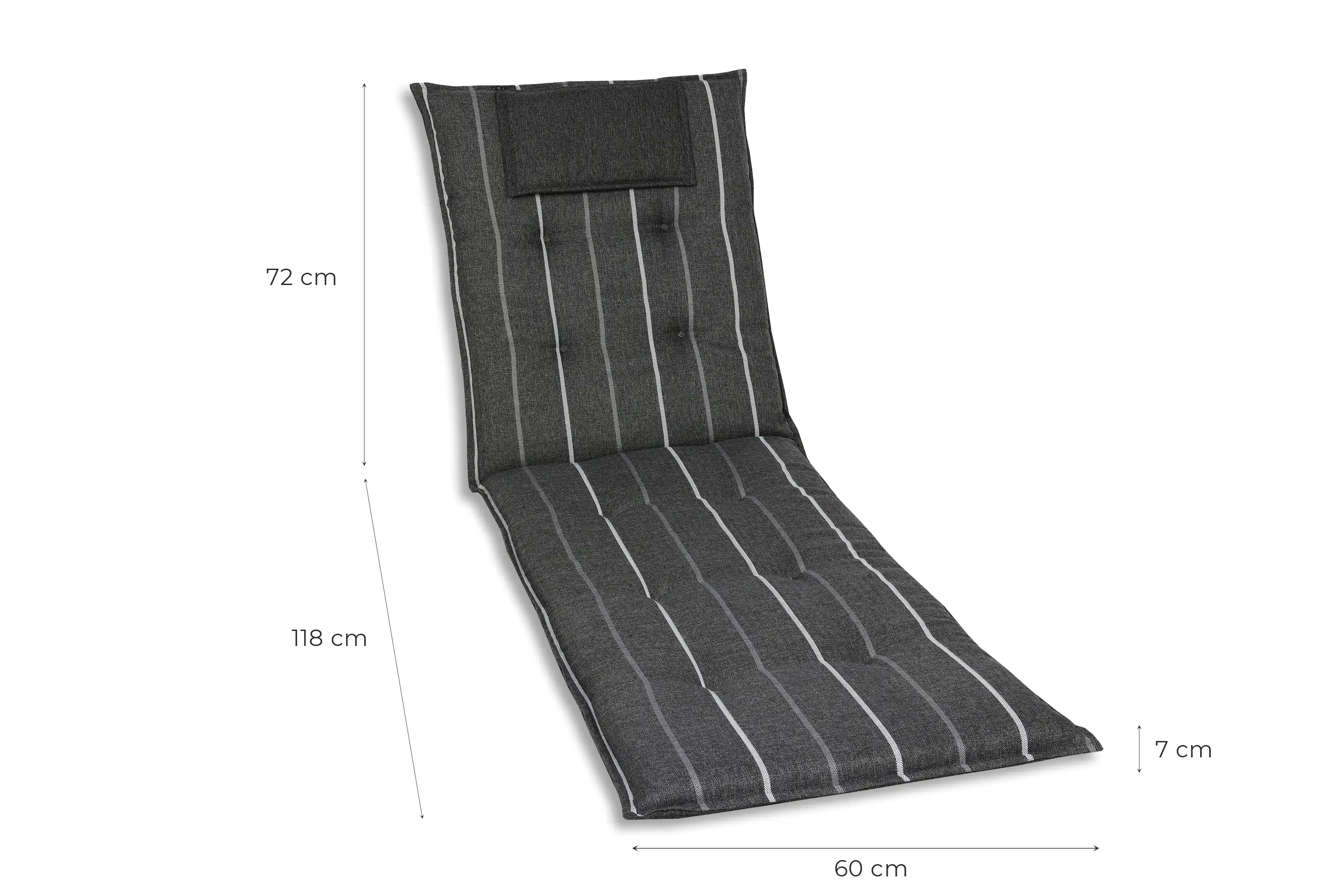 GO-DE Liegen-Auflage 190 cm x 60 cm x 7 cm, grau, anthrazit