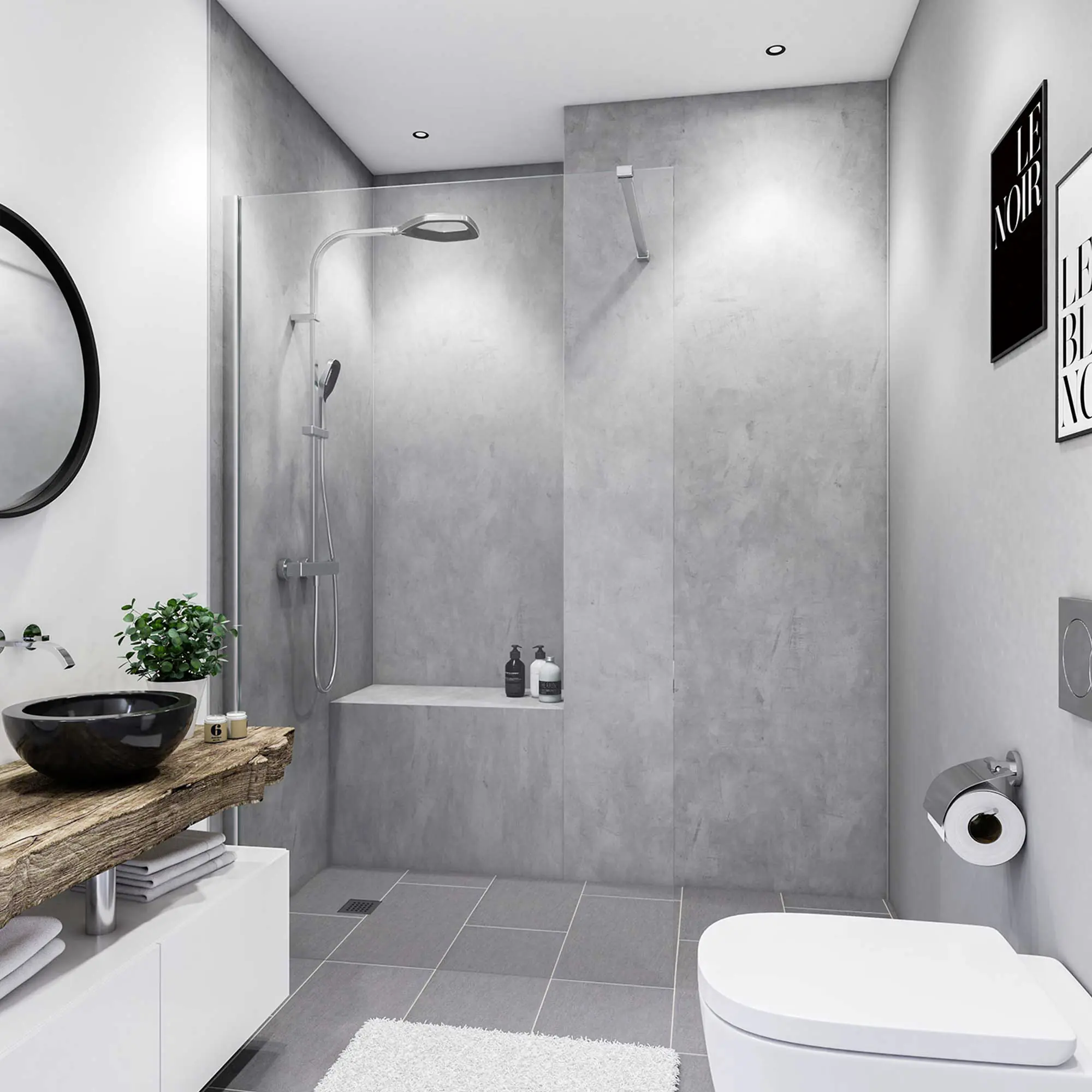 Breuer Duschrückwand Beton Optik grau Dekor 100 x 255 x 0,3 cm