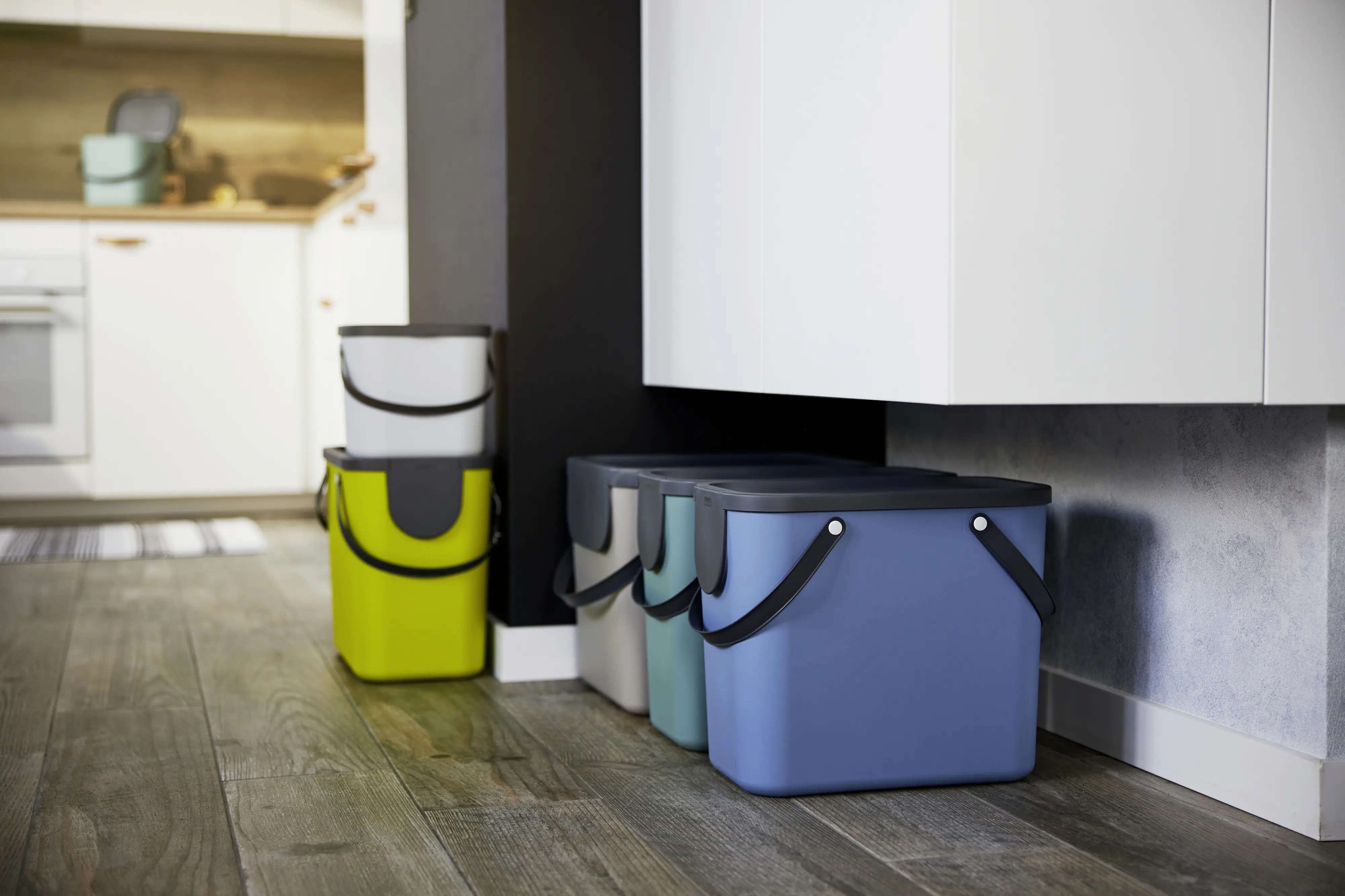 Rotho Mülltrennungssystem Albula 25 L lime grün Recyclingbehälter