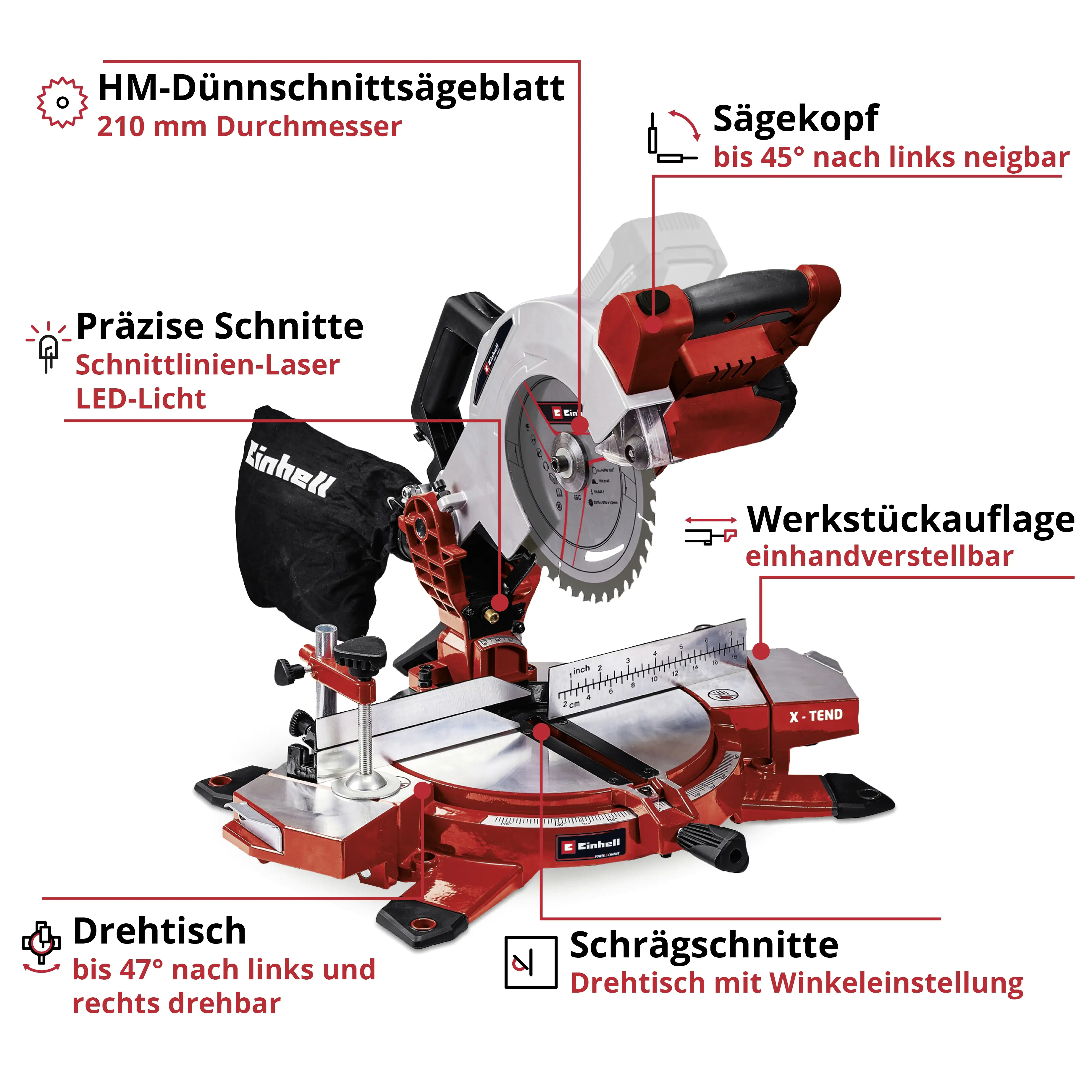 Einhell Expert Akku-Kappsäge TE-MS 18/210 Li Solo 18 V