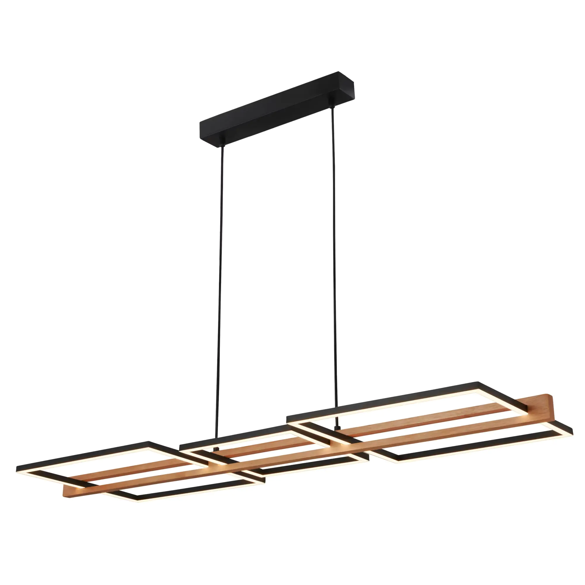Briloner LED-Pendelleuchte MOLDURA  schwarz Holz 36W