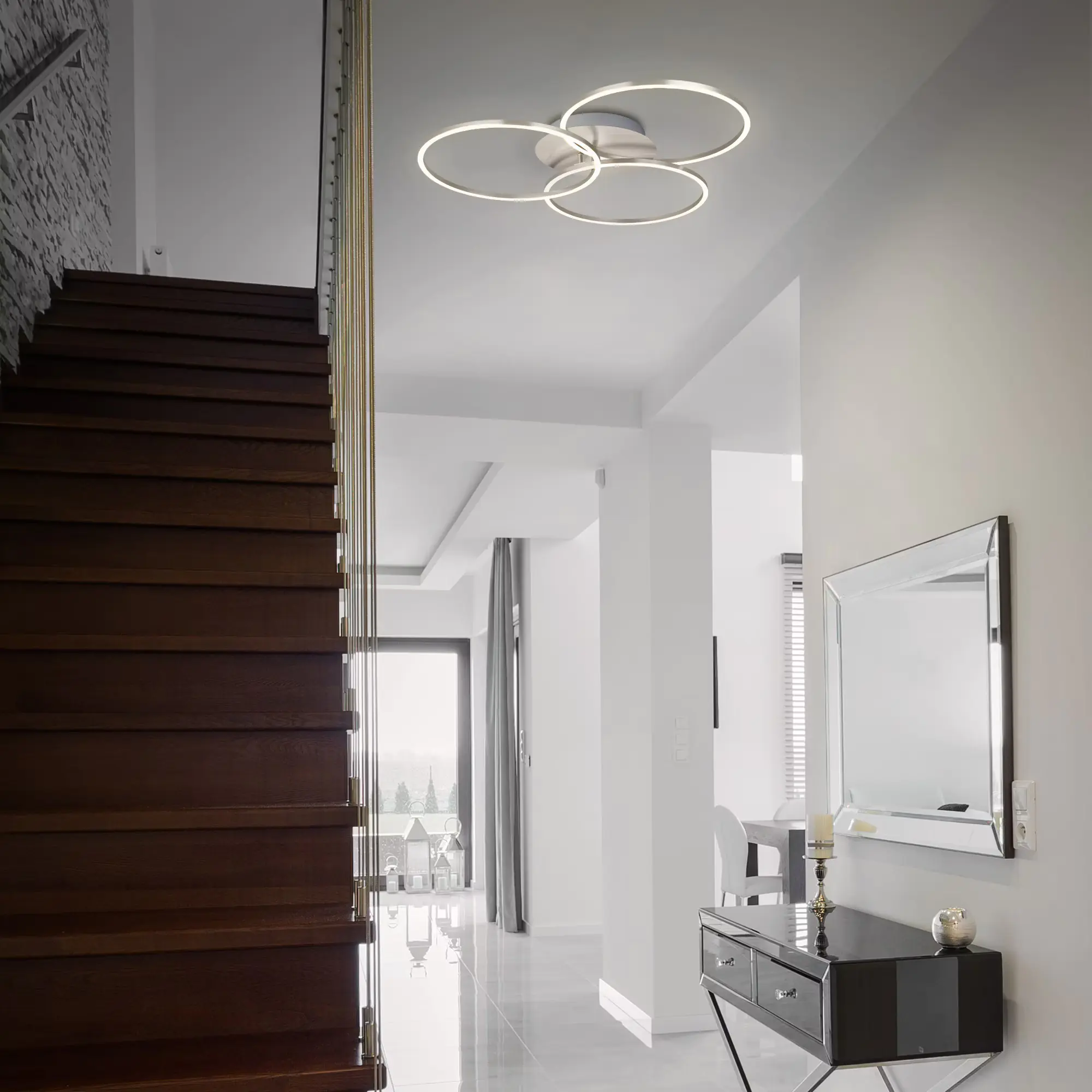 Briloner LED-Deckenleuchte Frame drehbar matt-nickel 40W