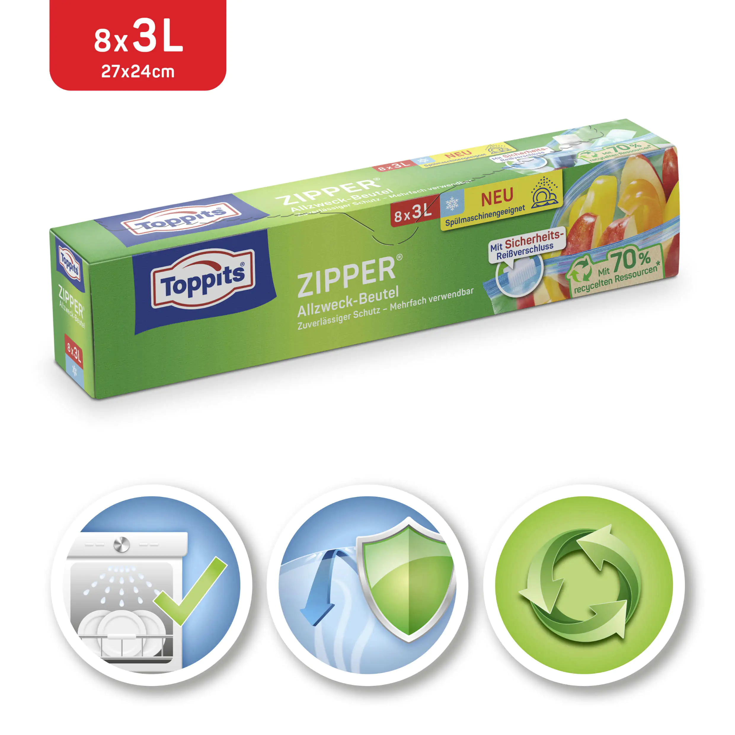 Toppits Allzweckbeutel 3 L, 8 Stück