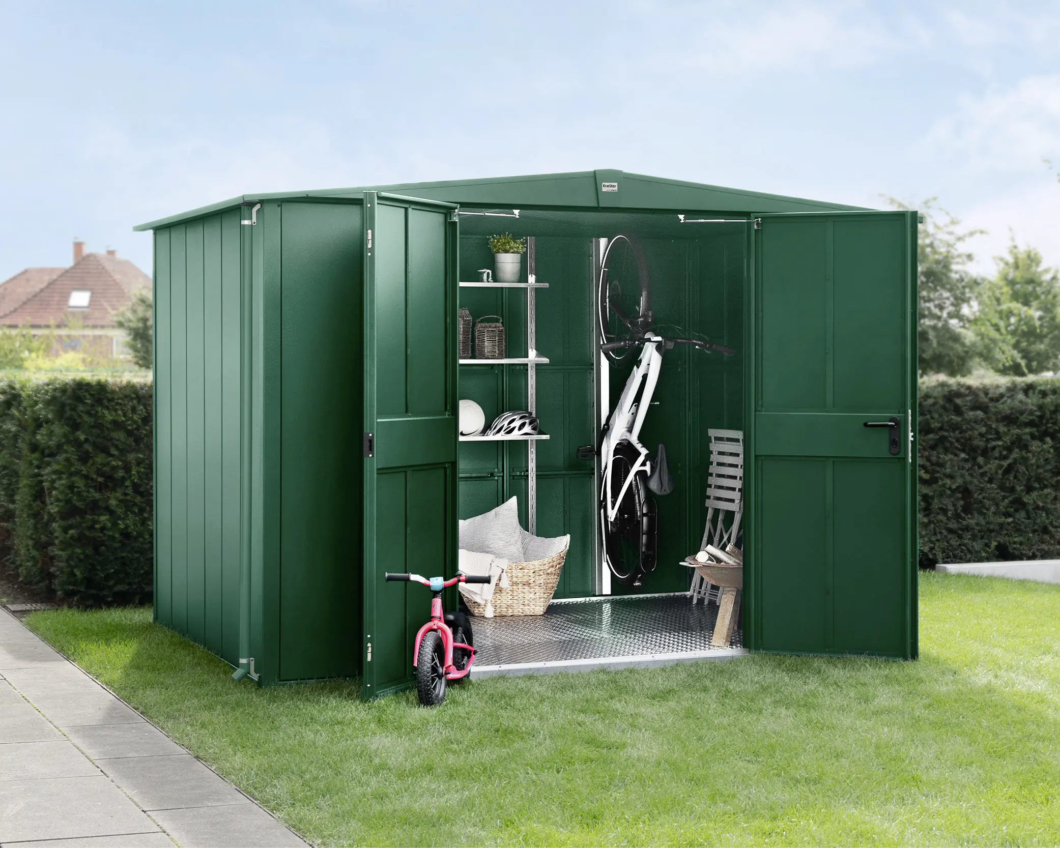 EcoStar Gerätehaus Elegant-S Typ 3 323,6 x 247,7 x 219,4 cm moosgrün