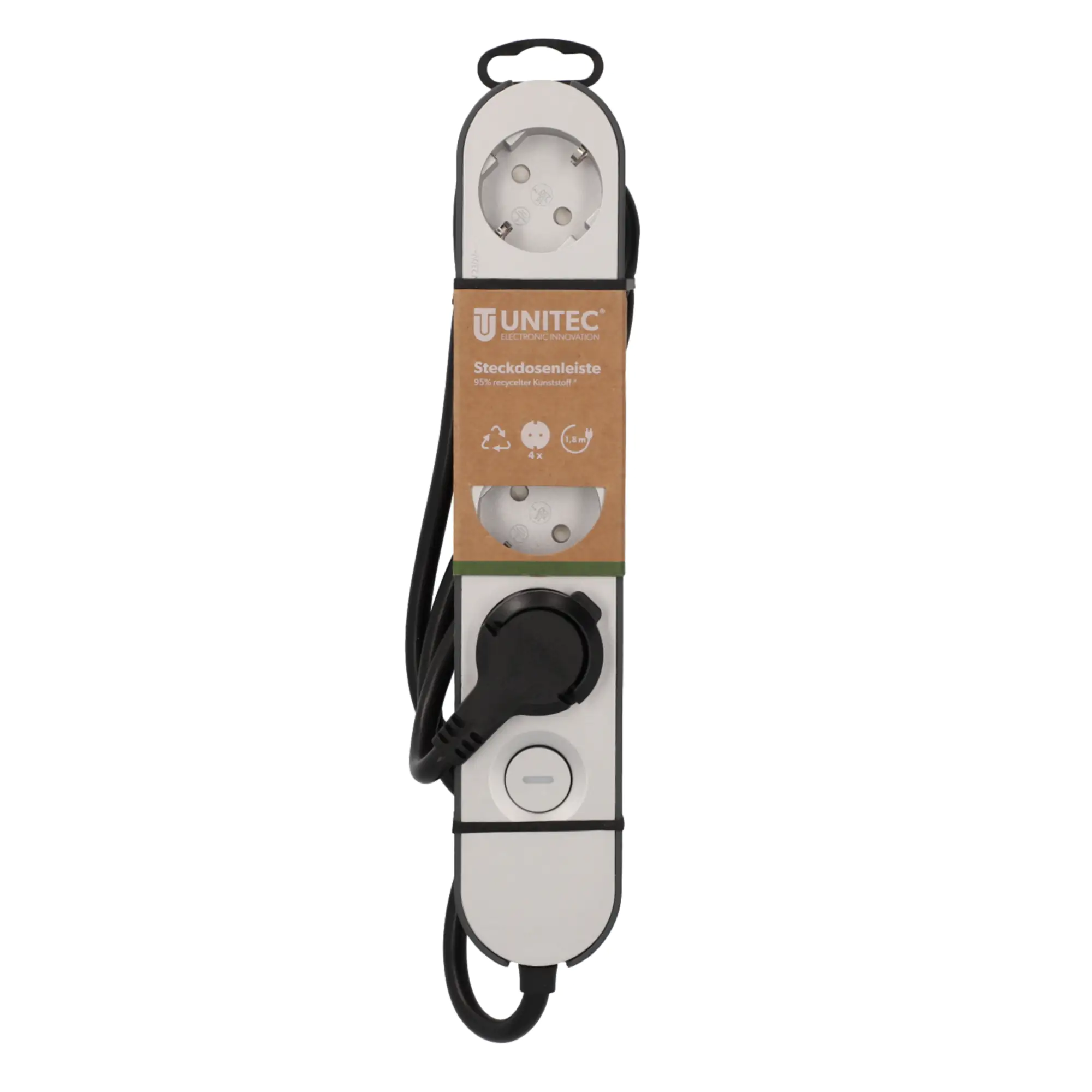 Unitec Steckdosenleiste Greenline 4-fach 1,8 m silber anthrazit